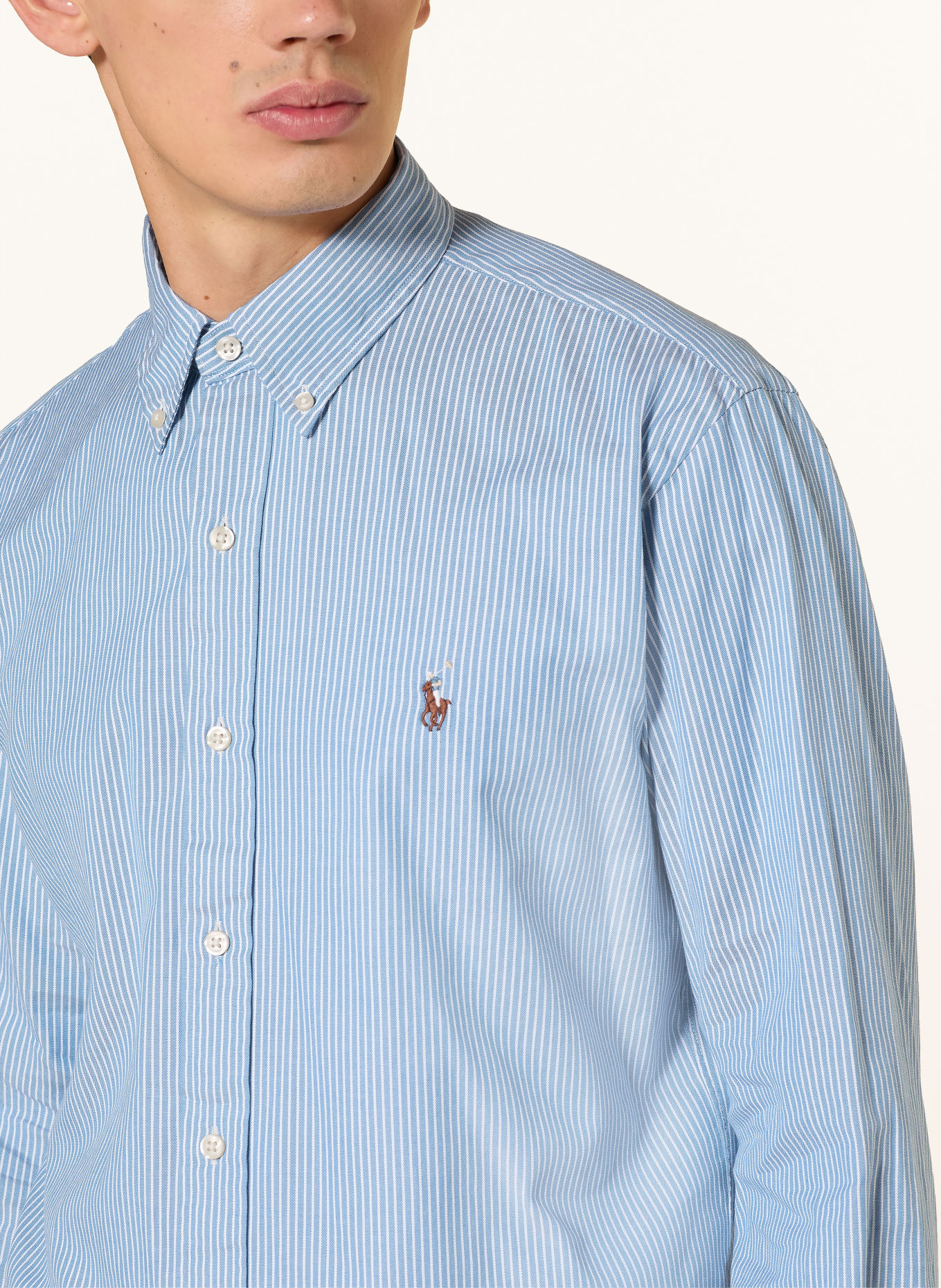 POLO RALPH LAUREN Oxfordhemd Custom Fit: BLAU / WEISS