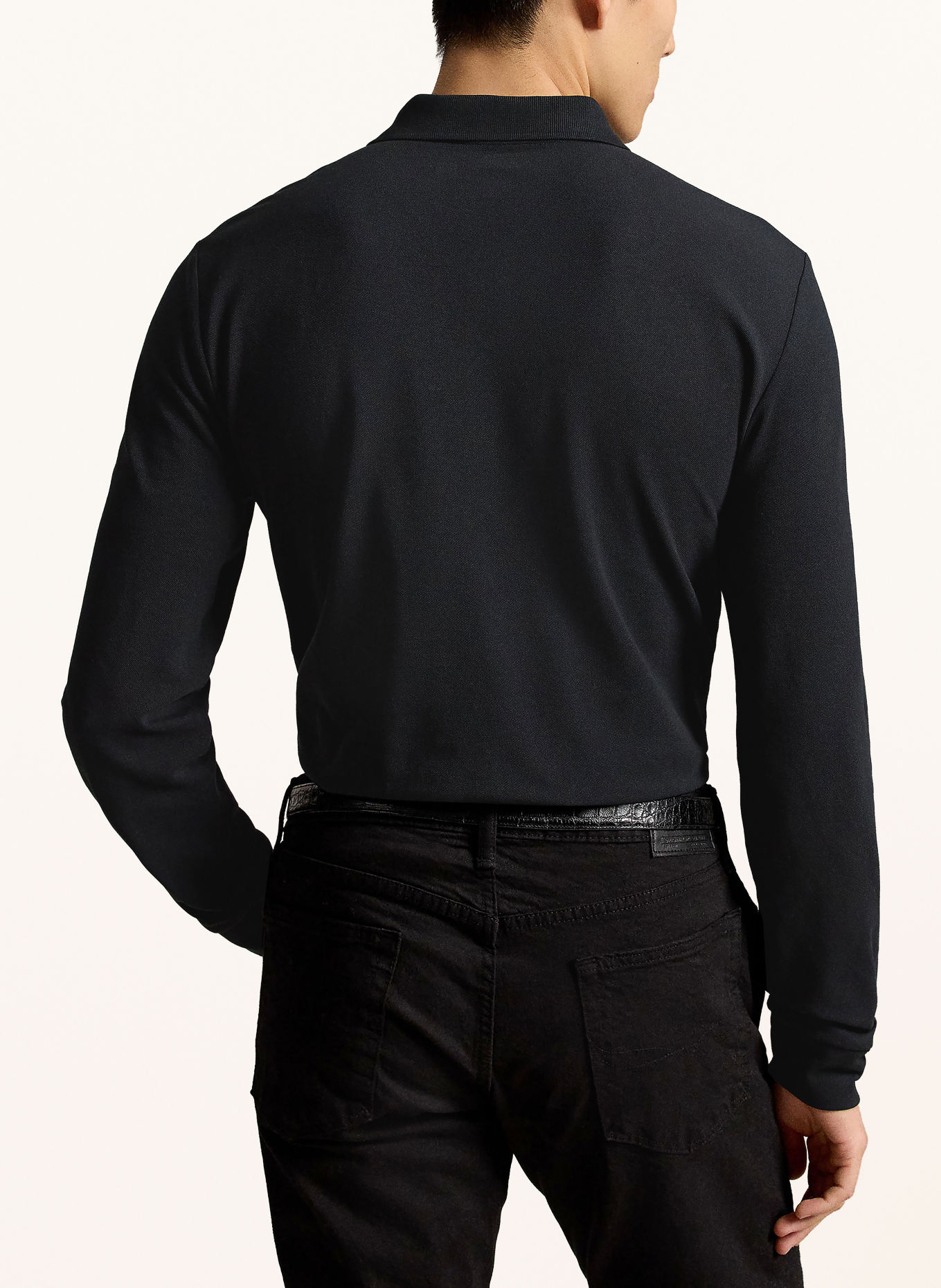 POLO RALPH LAUREN Knit polo shirt: BLACK / WHITE
