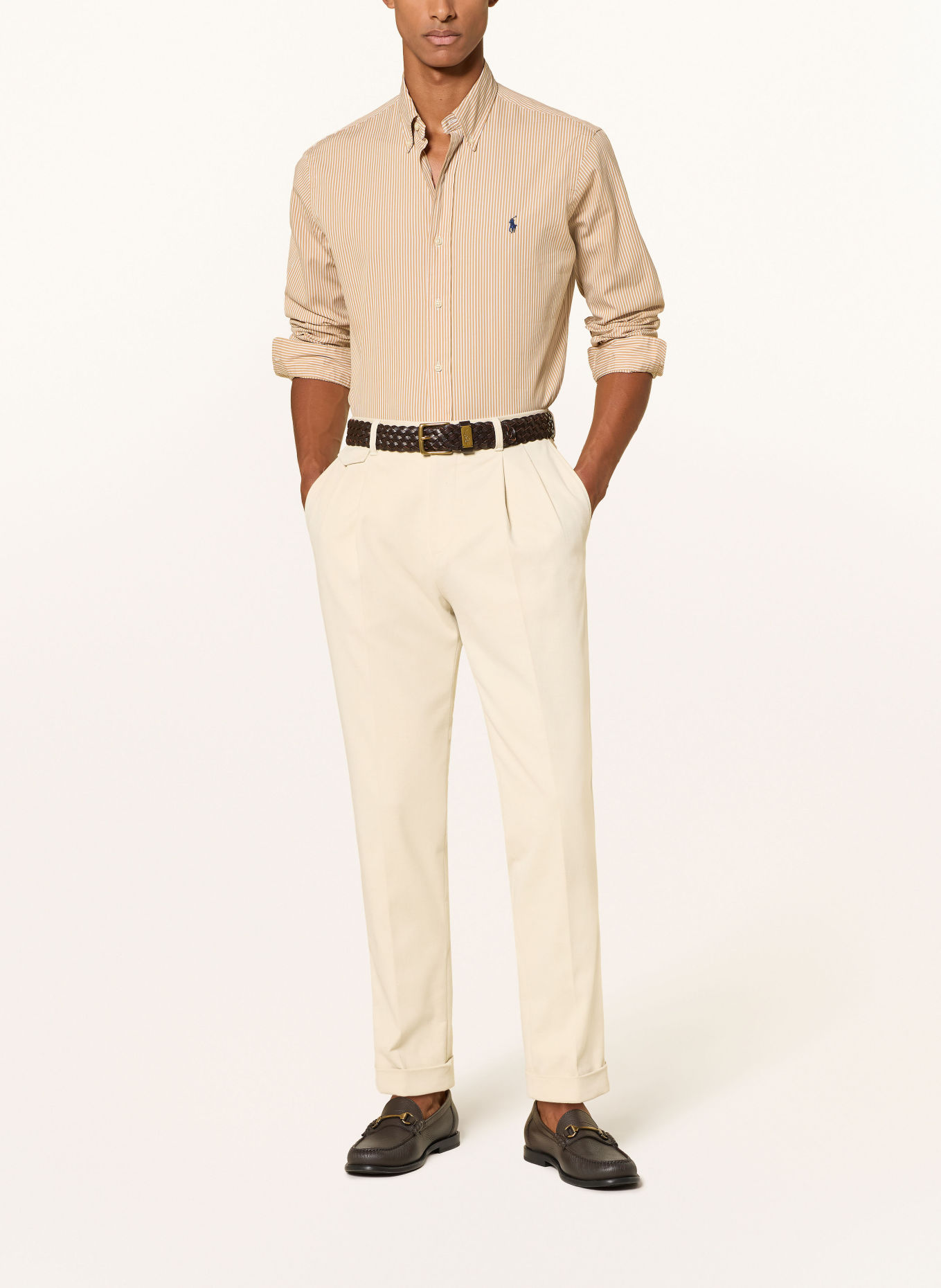 POLO RALPH LAUREN Hemd Custom Fit: CAMEL / WEISS
