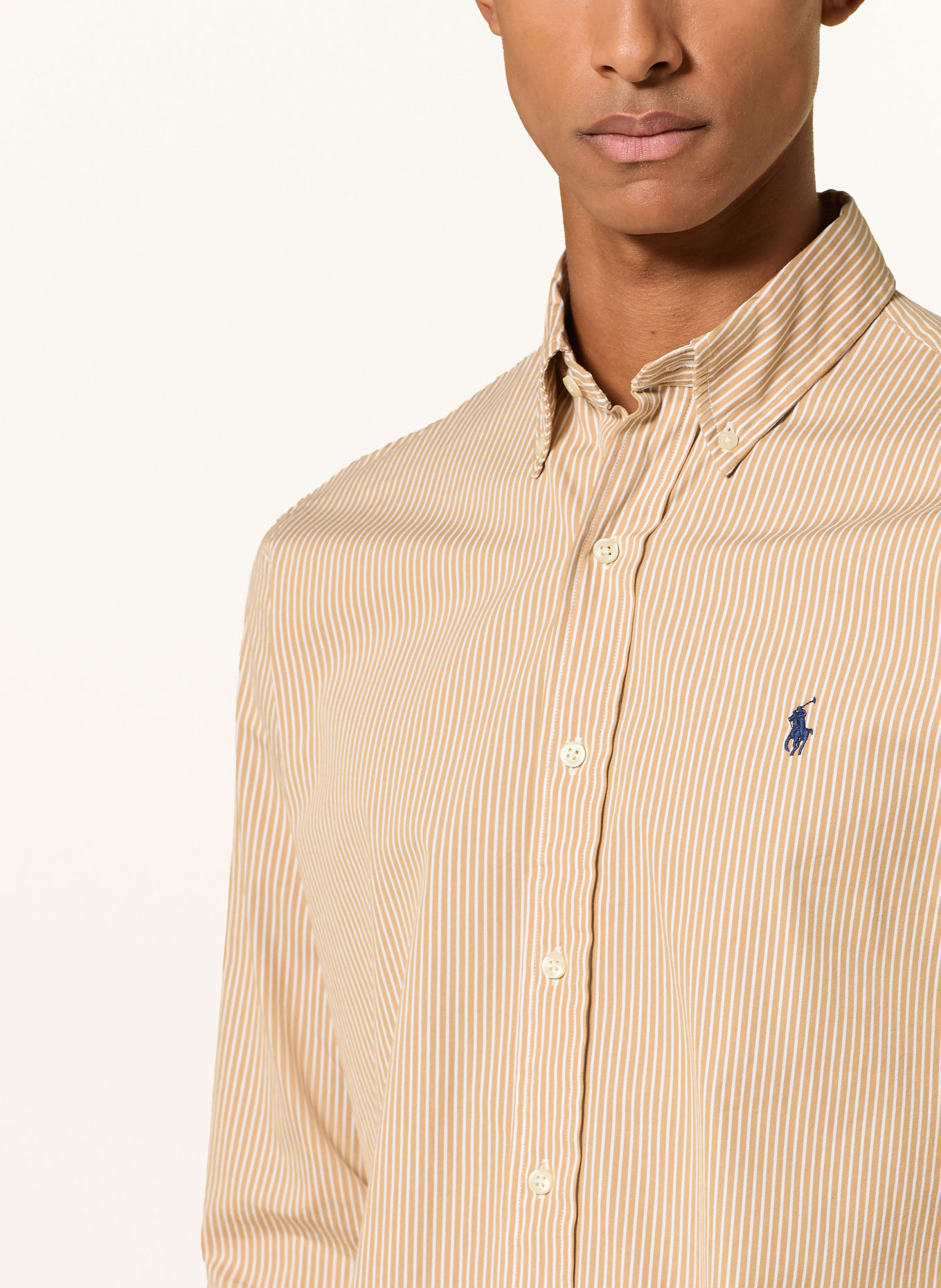 POLO RALPH LAUREN Hemd Custom Fit: CAMEL / WEISS