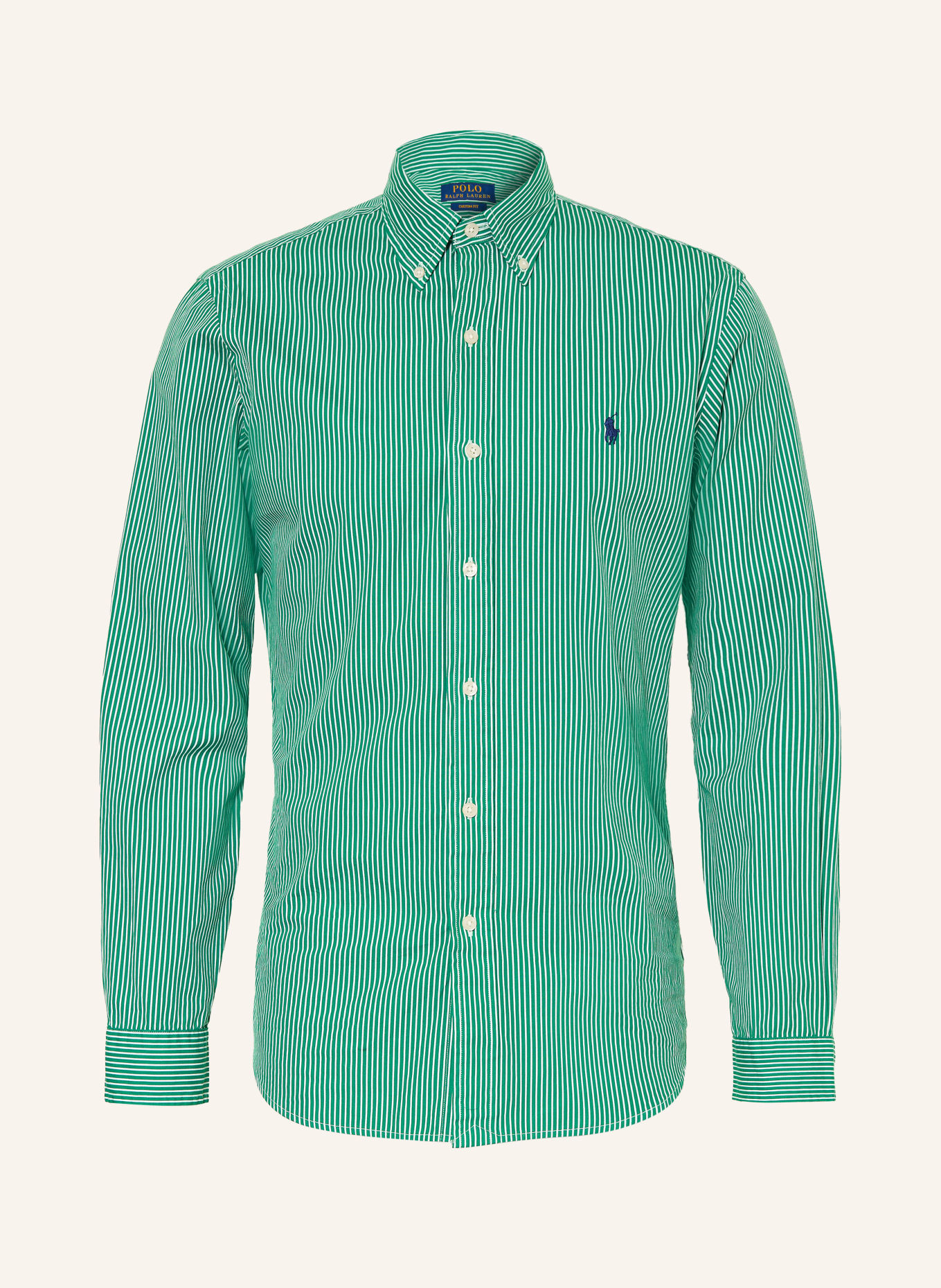 POLO RALPH LAUREN Cămașă Custom Fit: VERDE / ALBASTRU ÎNCHIS / ALB