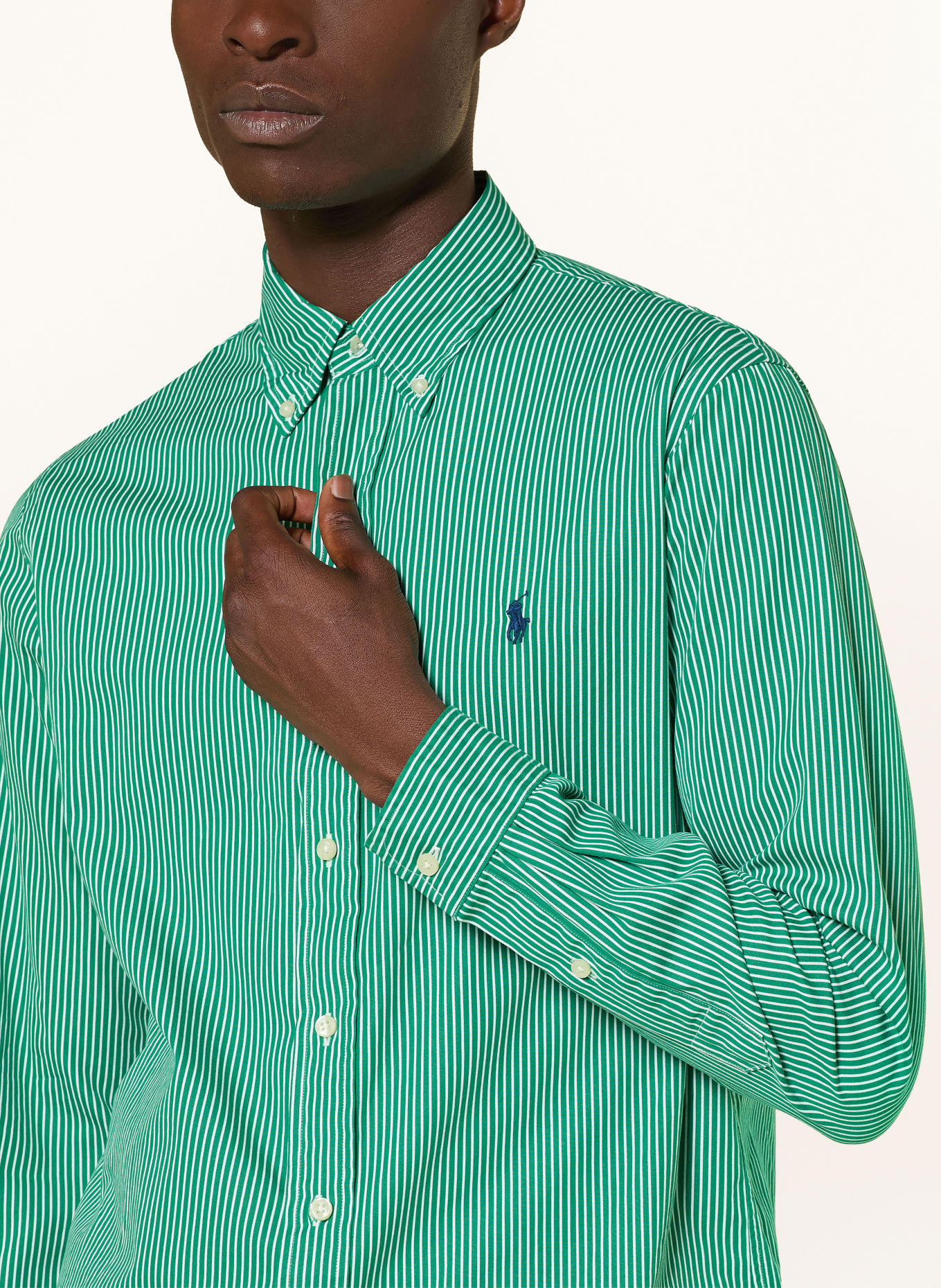 POLO RALPH LAUREN Cămașă Custom Fit: VERDE / ALBASTRU ÎNCHIS / ALB