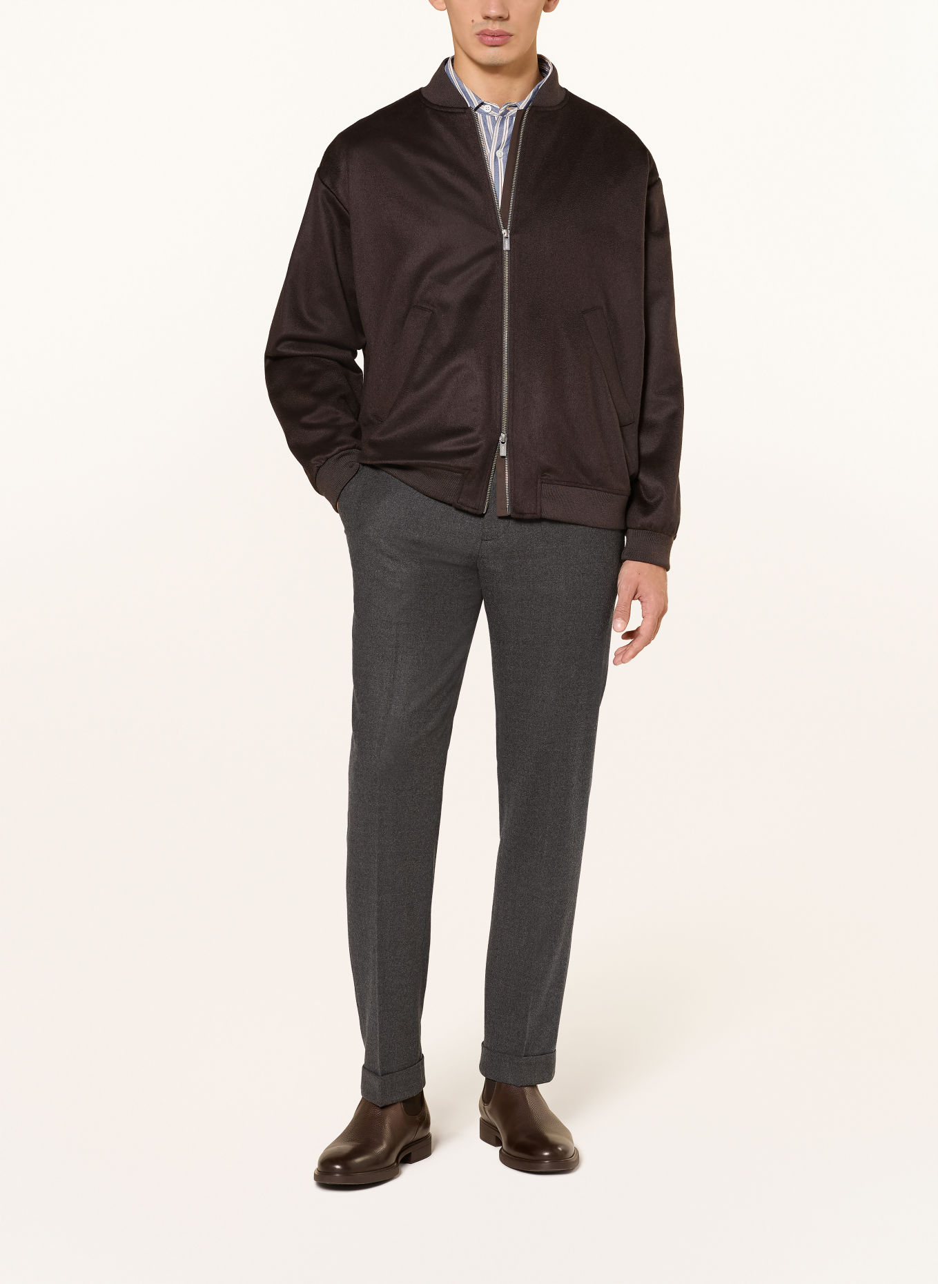 POLO RALPH LAUREN Pantaloni din flanel, croială regular: GRI