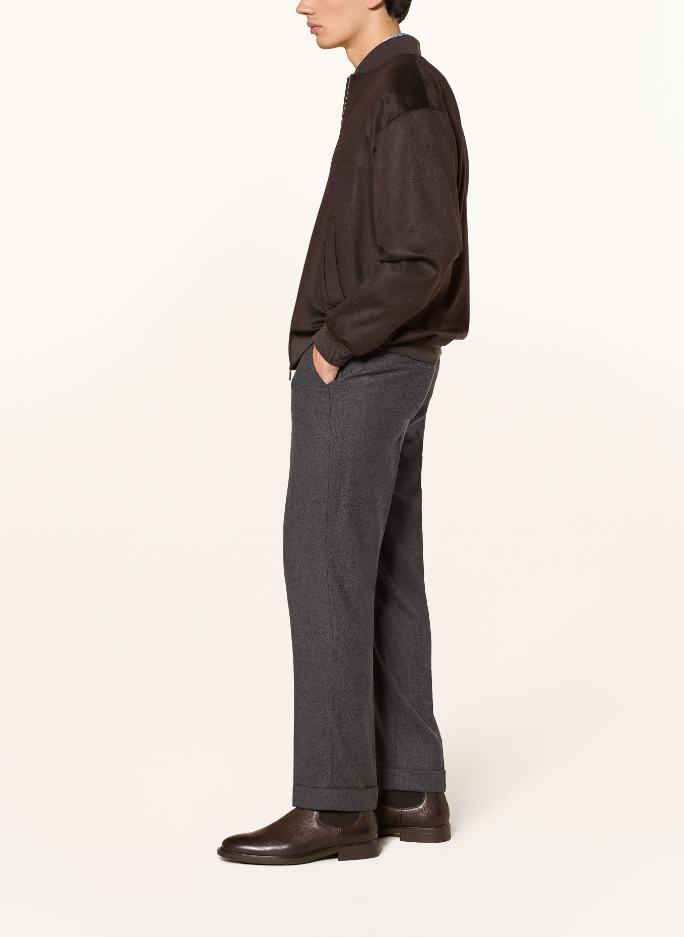 POLO RALPH LAUREN Pantaloni din flanel, croială regular: GRI
