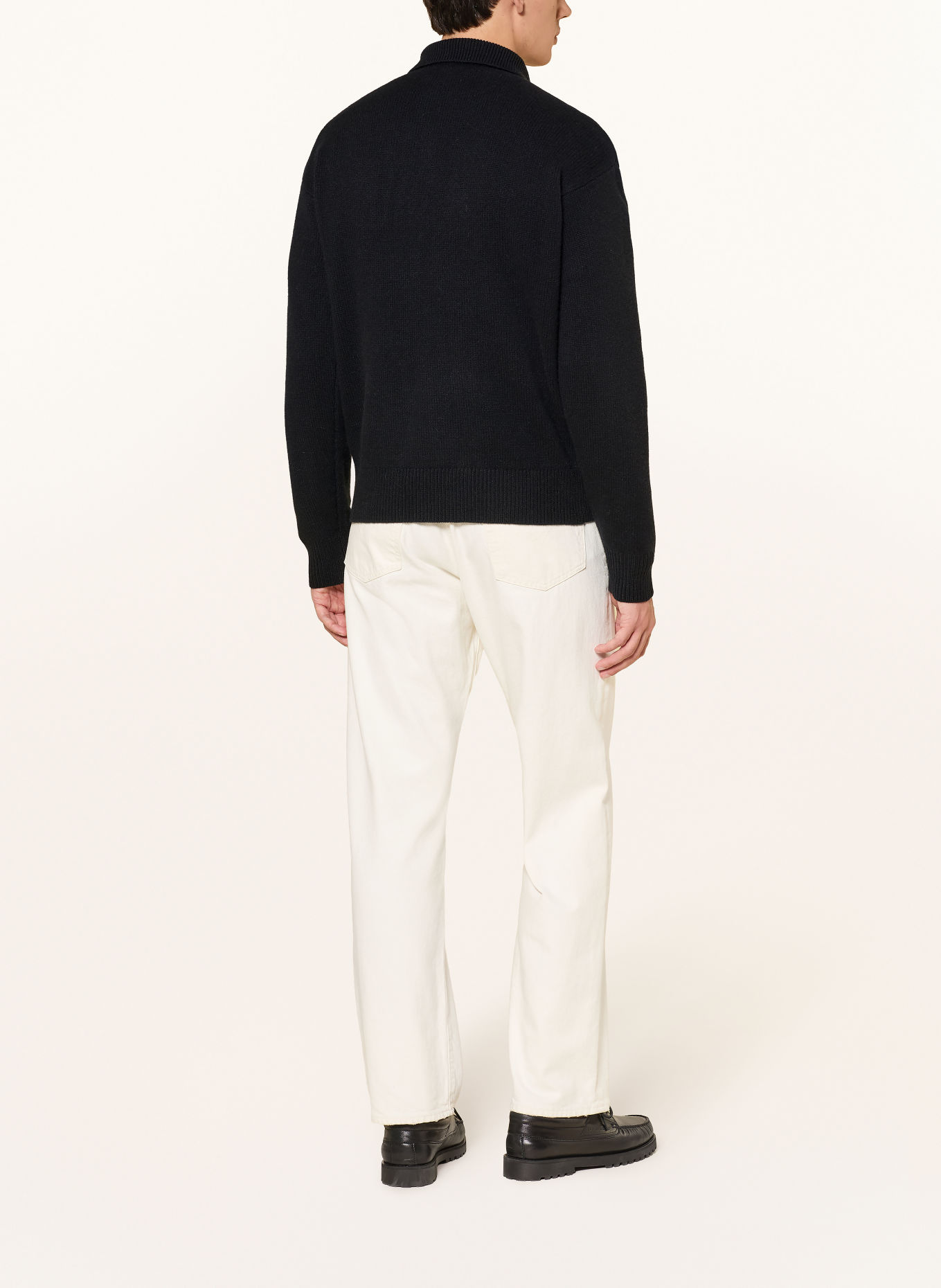 POLO RALPH LAUREN Knit polo shirt, Relaxed Fit: BLACK / ECRU