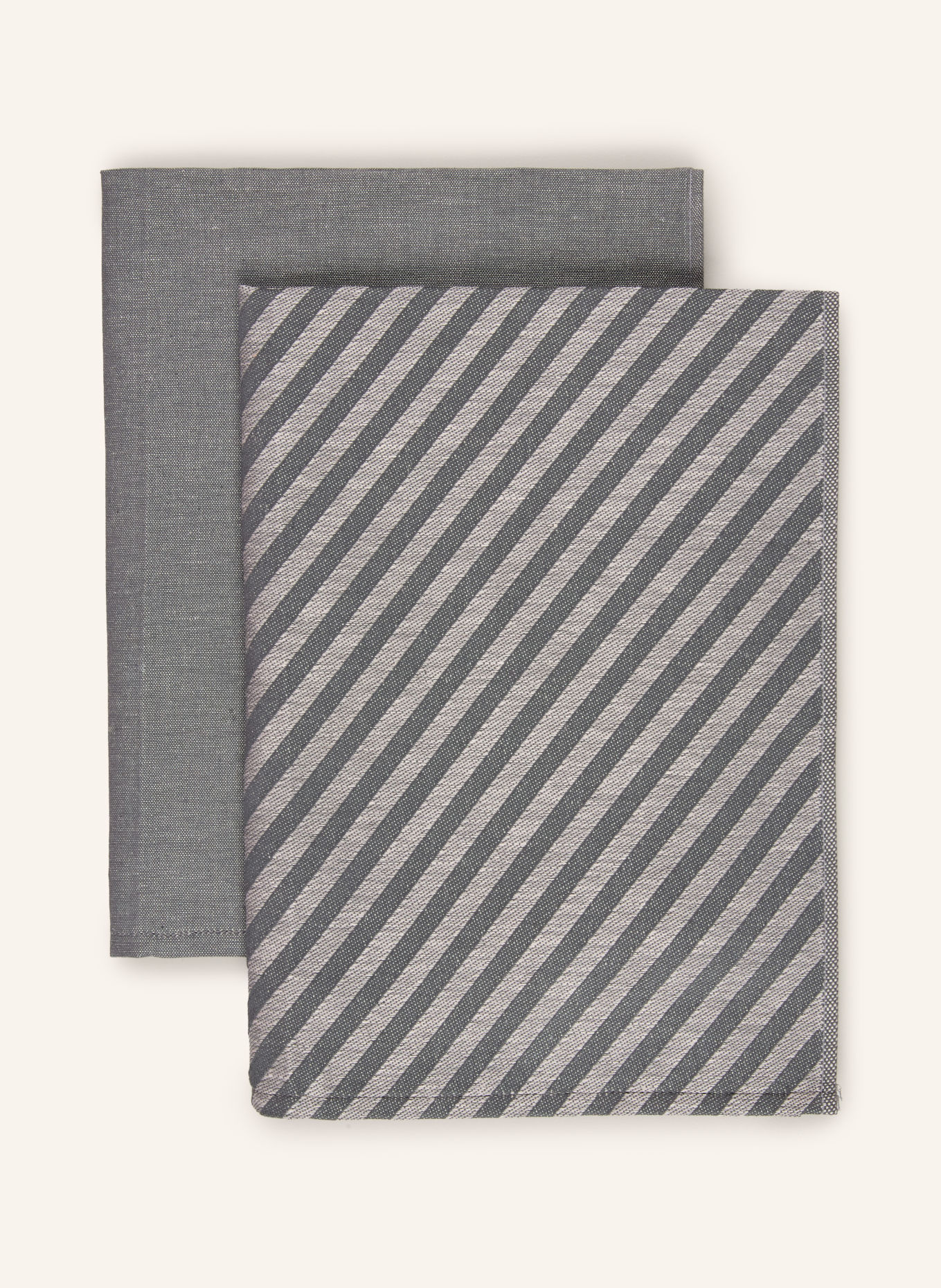 ROSS Set of 2 dish towels with linen: GRAY / LIGHT GRAY / DARK GRAY