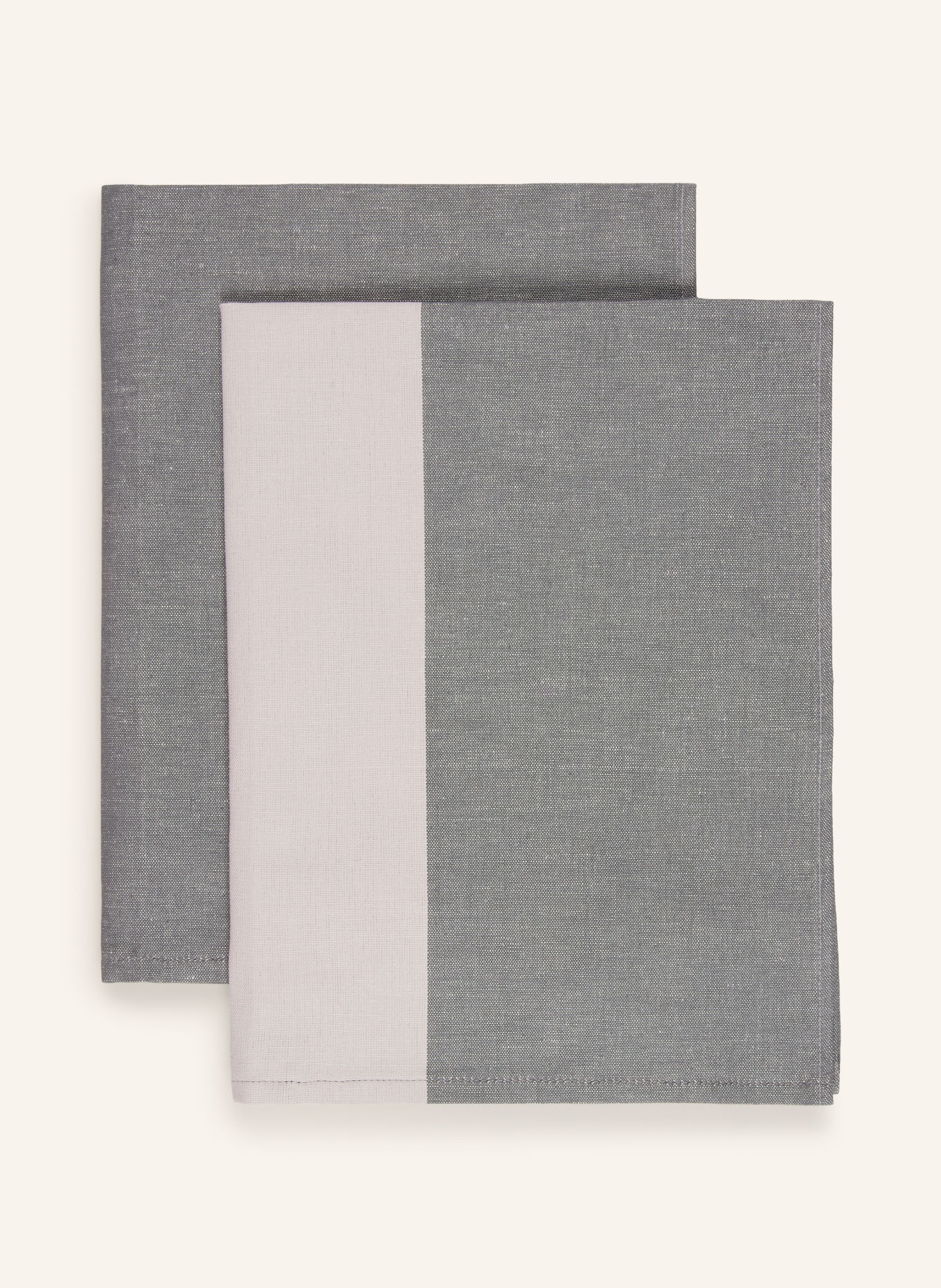 ROSS Set of 2 Dish Towels with Linen: DARK GRAY / LIGHT GRAY