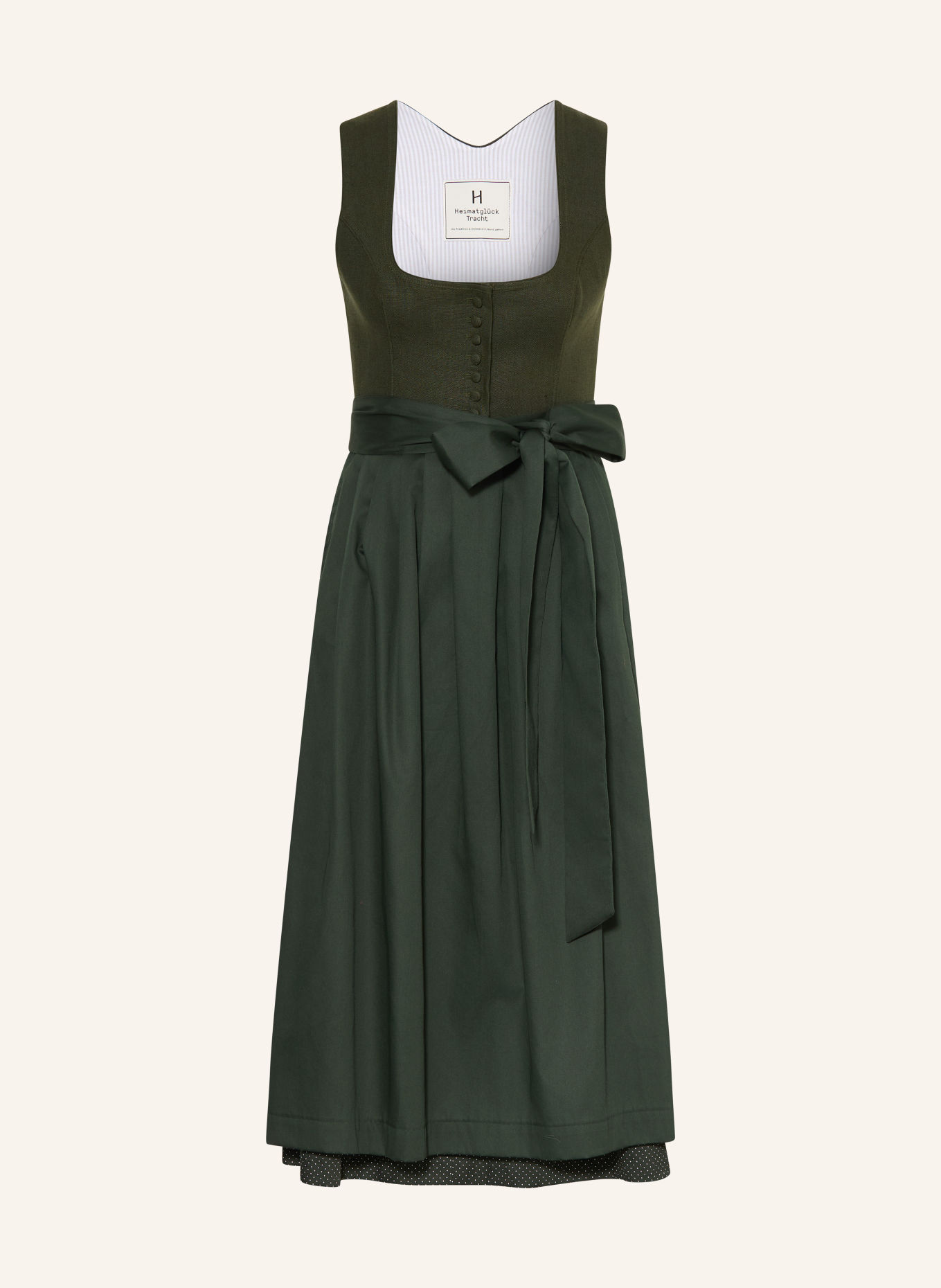 Heimatglück Tracht Leinendirndl DAPHNE: DUNKELGRÜN / WEISS