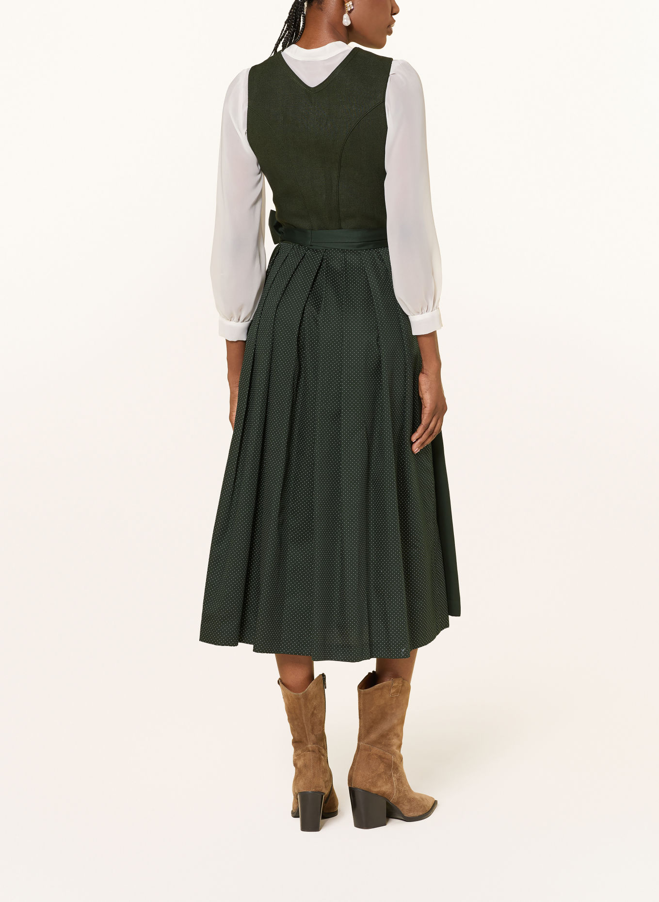Heimatglück Tracht Leinendirndl DAPHNE: DUNKELGRÜN / WEISS