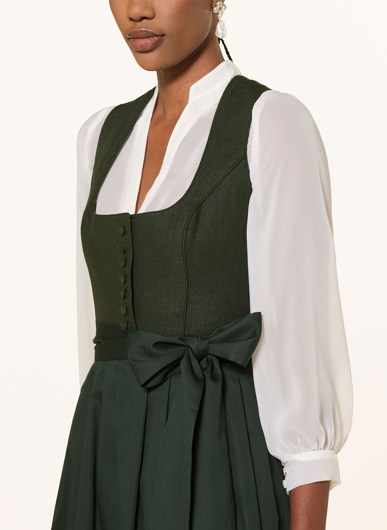 Heimatglück Tracht Leinendirndl DAPHNE: DUNKELGRÜN / WEISS
