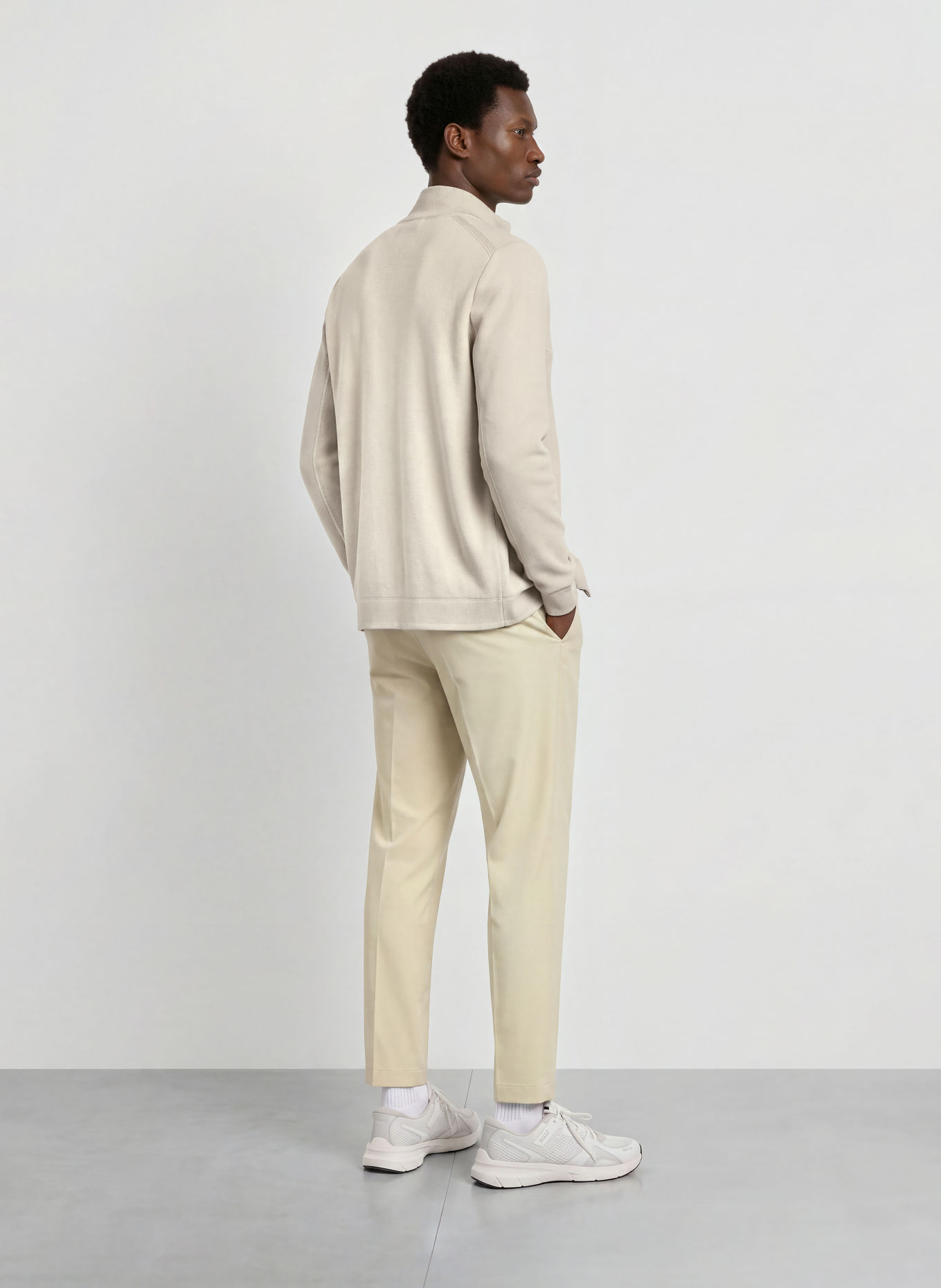 BOSS Mixed-fabric Cardigan: BEIGE
