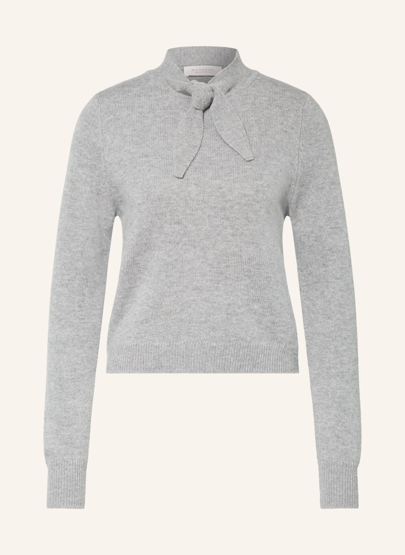 Rich & Royal Pullover mit Cashmere und Schluppe: HELLGRAU