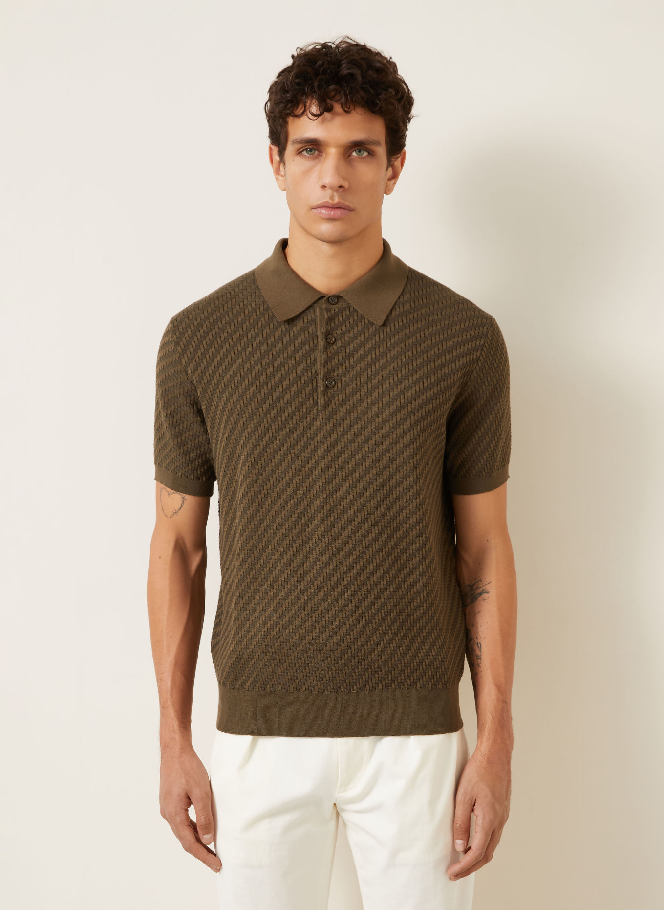 Brioni Pletená polokošile: KHAKI