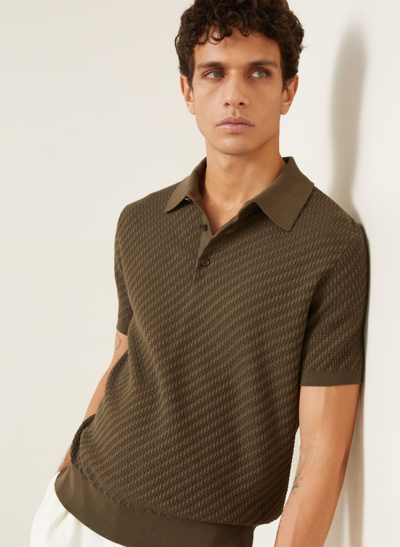 Brioni Pletená polokošile: KHAKI