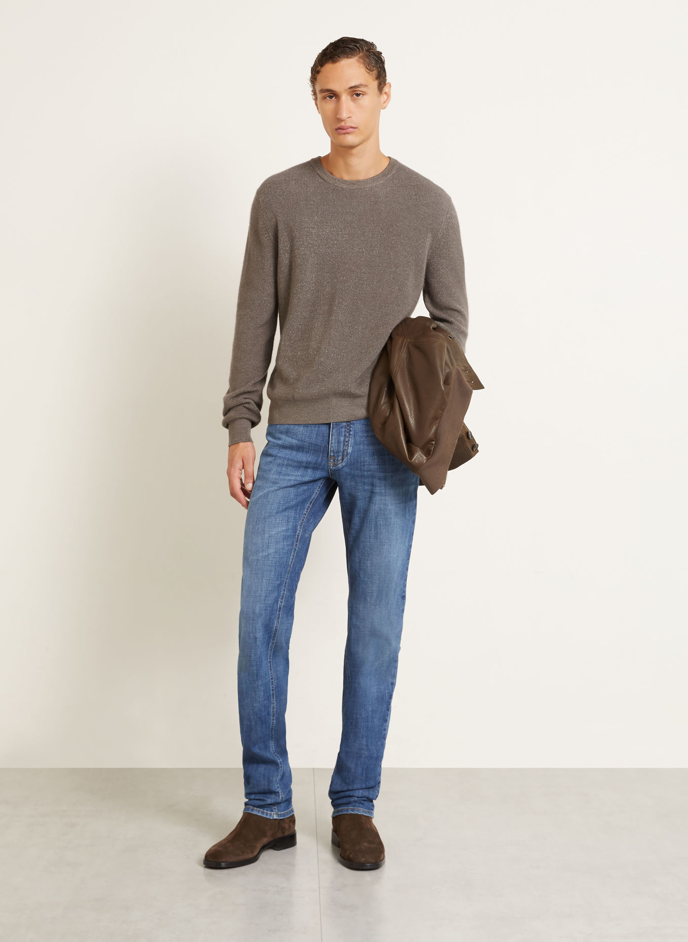 Brioni Pullover mit Seide und Cashmere: TAUPE