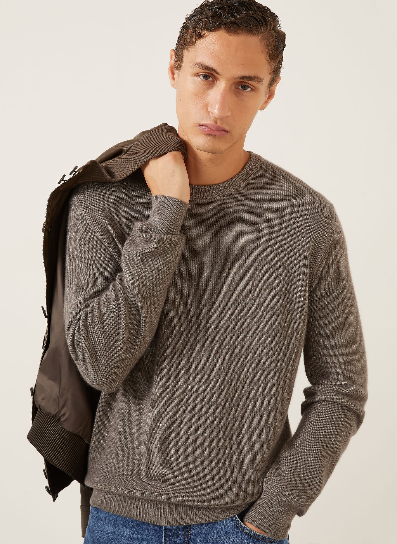 Brioni Pullover mit Seide und Cashmere: TAUPE