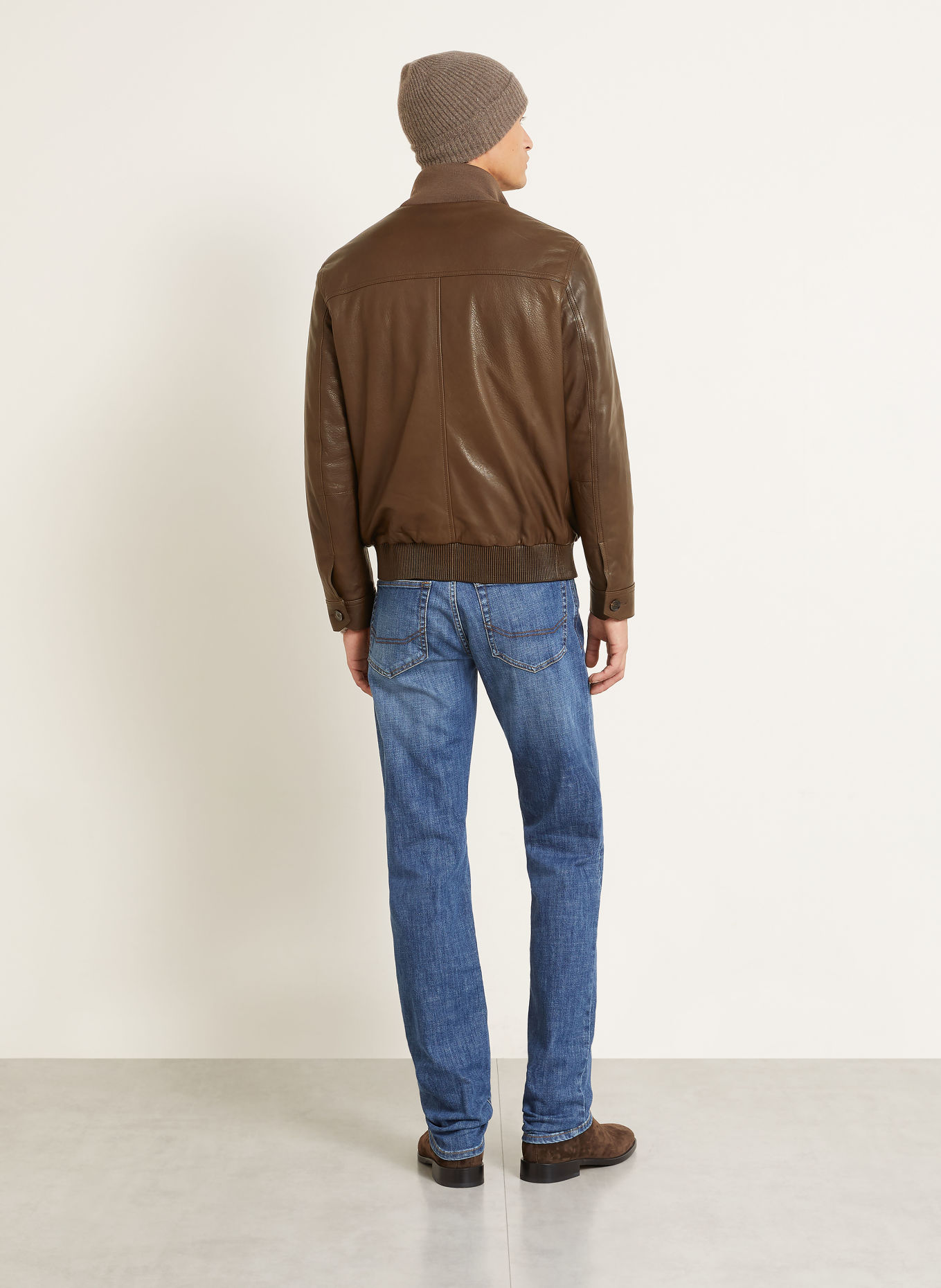 Brioni Leather Bomber jacket THE 75TH Bomber jacket: DARK BROWN