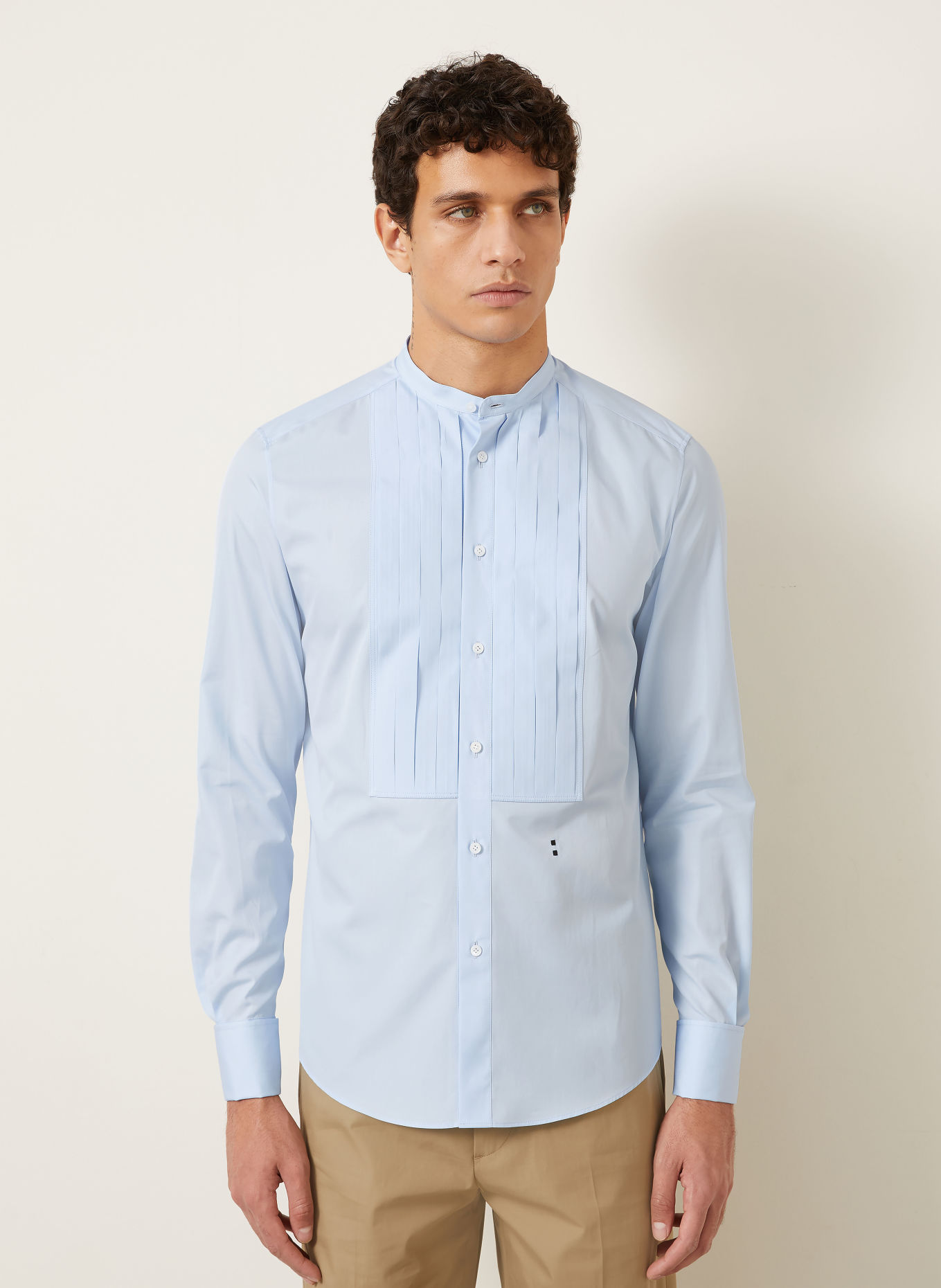 FENDI Hemd Slim Fit mit Stehkragen und Umschlagmanschette: HELLBLAU
