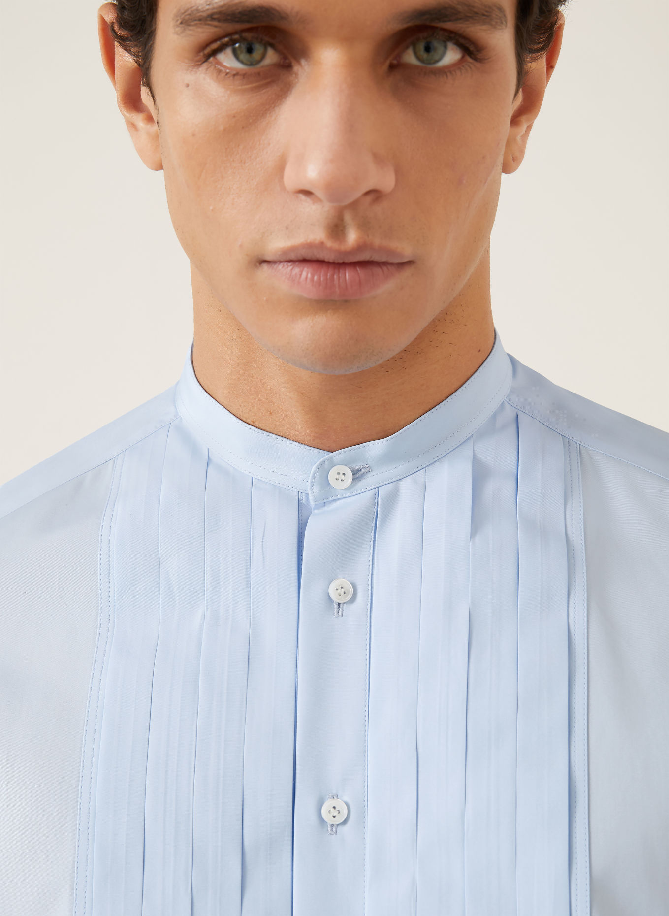 FENDI Hemd Slim Fit mit Stehkragen und Umschlagmanschette: HELLBLAU