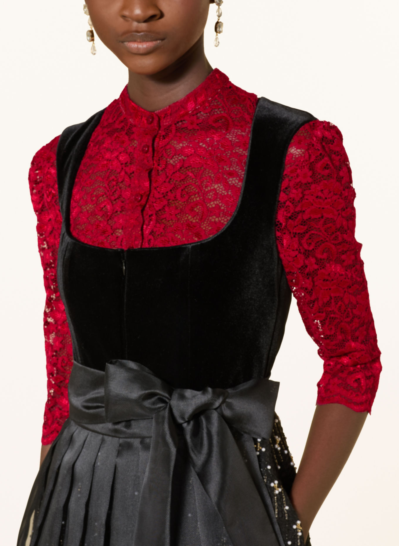 TALBOT RUNHOF Bluză dirndl cu mâneci 3/4: ROȘU ÎNCHIS