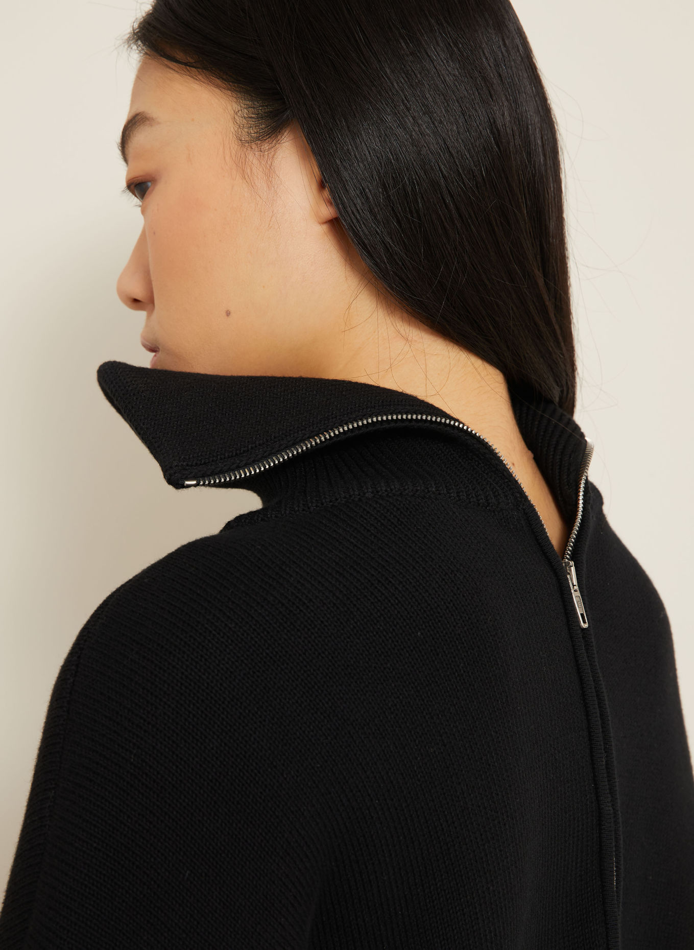 BALENCIAGA Pull col zippé BACK-TO-FRONT: NOIR