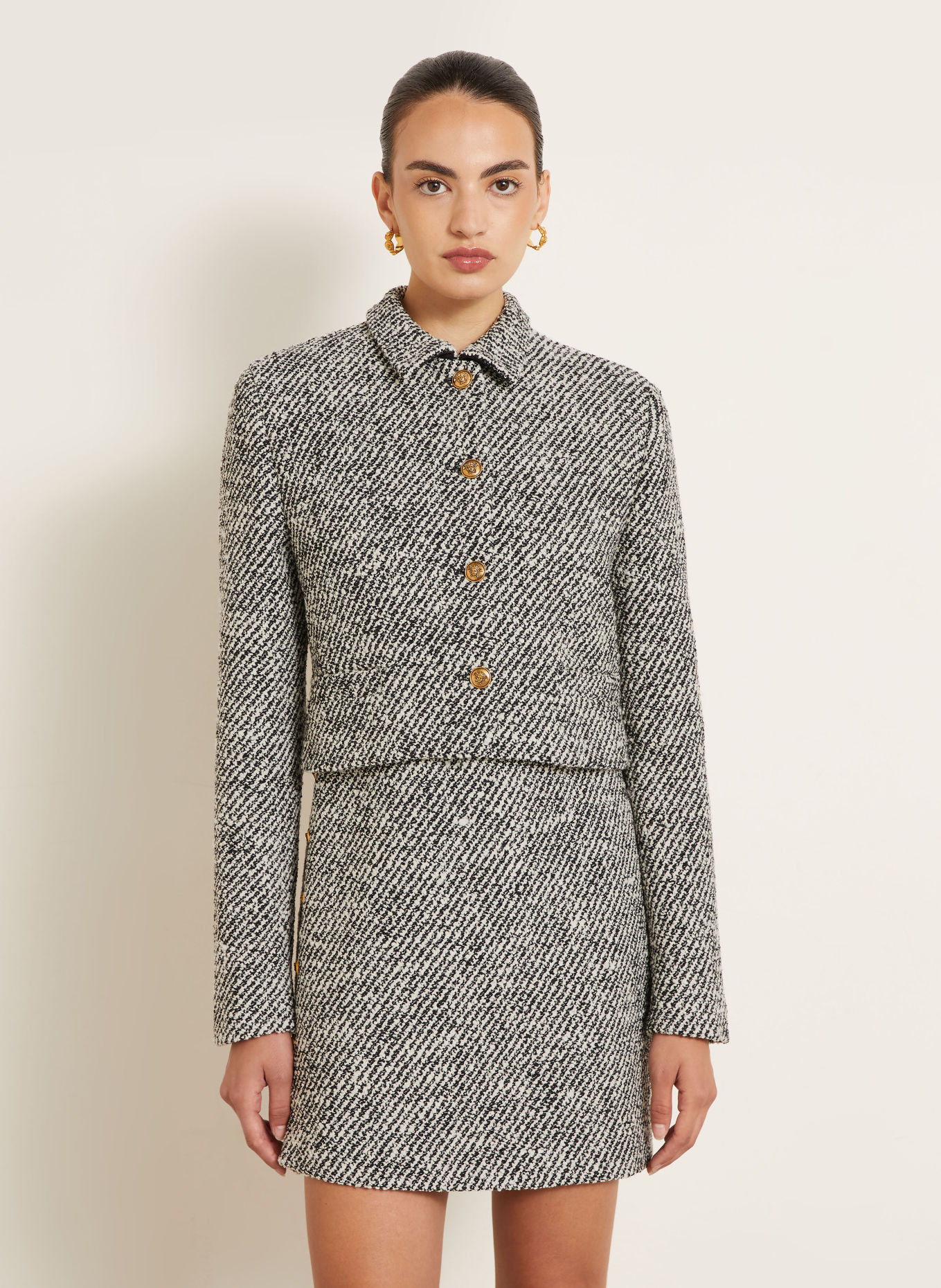 VERSACE Bouclé Blazer: BLACK / WHITE