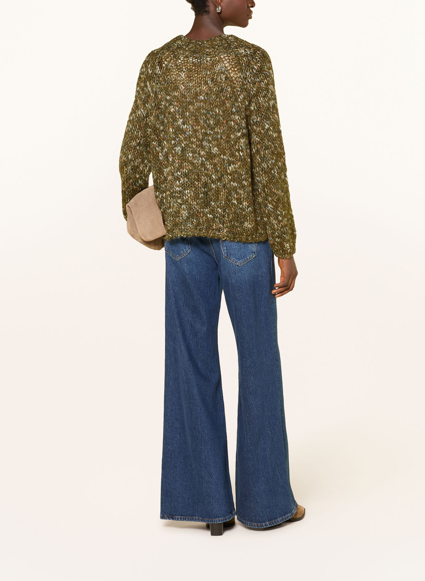 Rich & Royal Strickjacke mit Glitzergarn: KHAKI / ECRU / BLAUGRAU