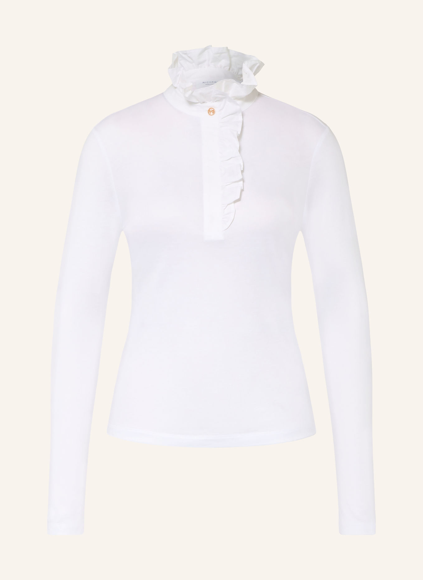 Rich & Royal Longsleeve mit Rüschen: WEISS