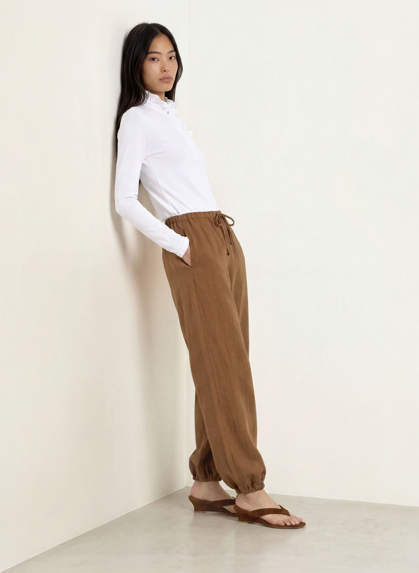 Rich & Royal Longsleeve mit Rüschen: WEISS