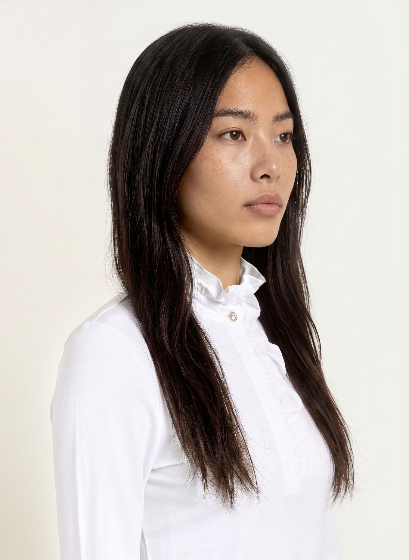 Rich & Royal Longsleeve mit Rüschen: WEISS