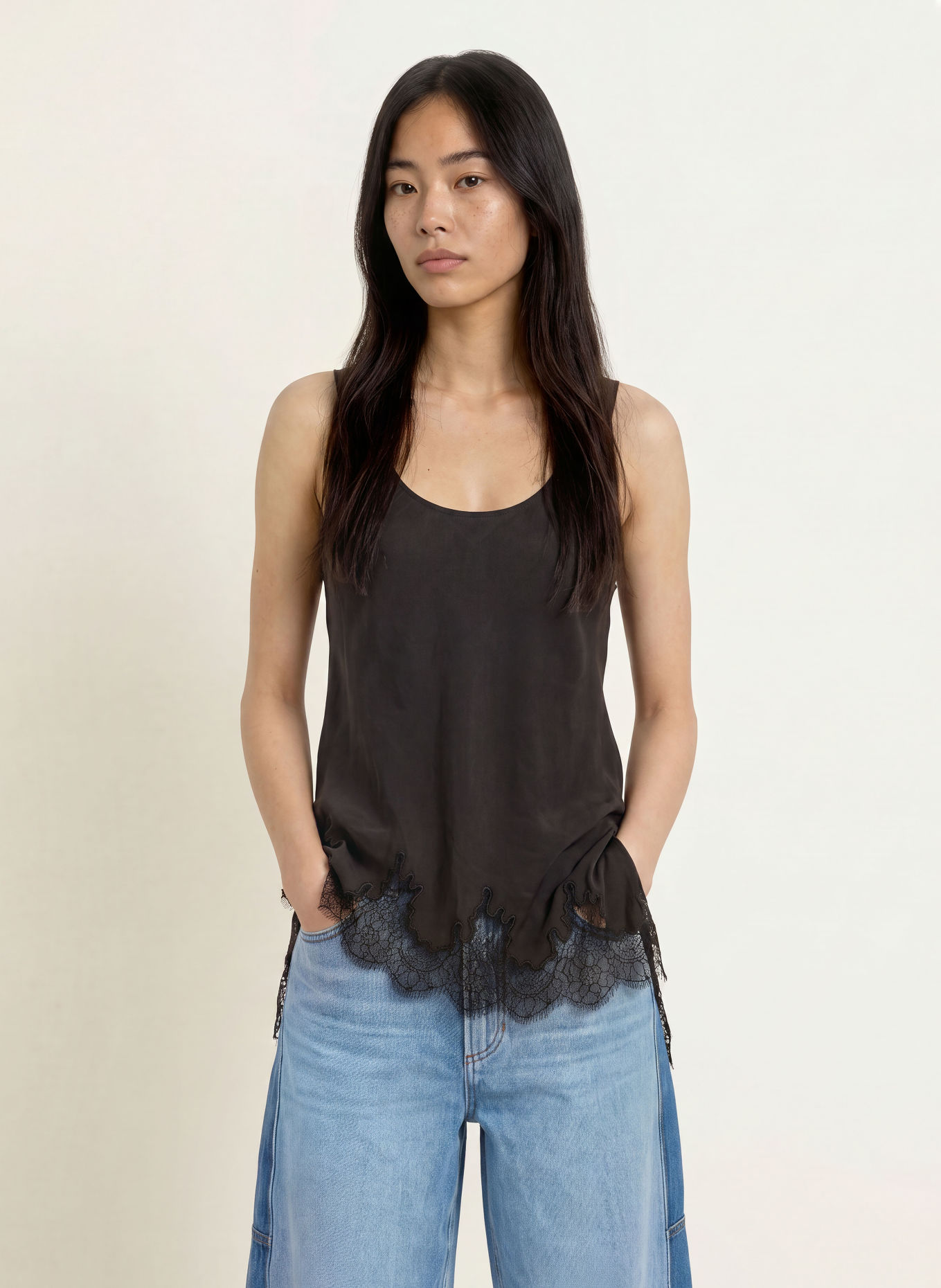 MSCH COPENHAGEN Top MSCHVICTORIA THEA mit Spitze: SCHWARZ