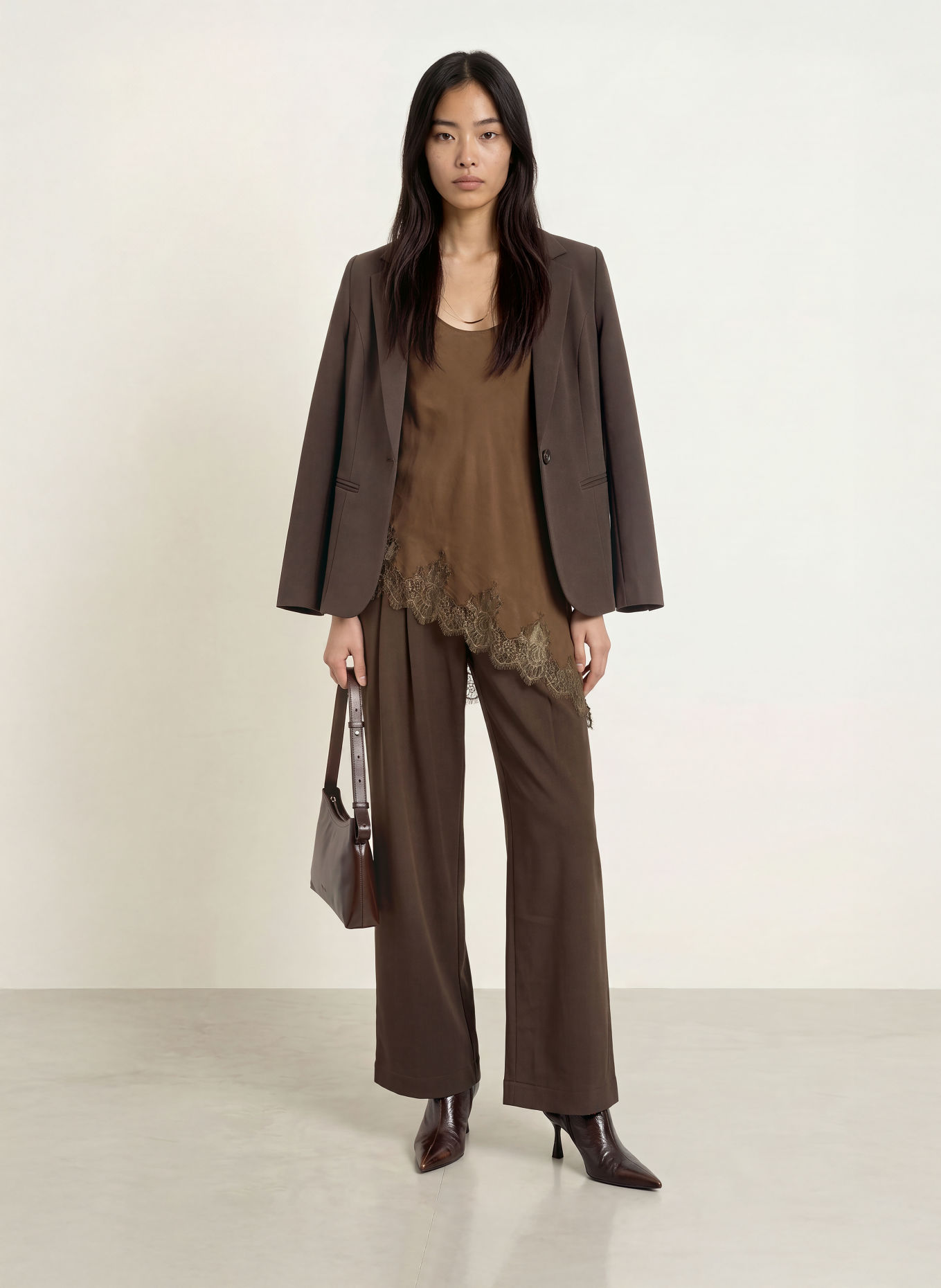 MSCH COPENHAGEN Top MSCHVICTORIA THEA mit Spitze: DUNKELBRAUN