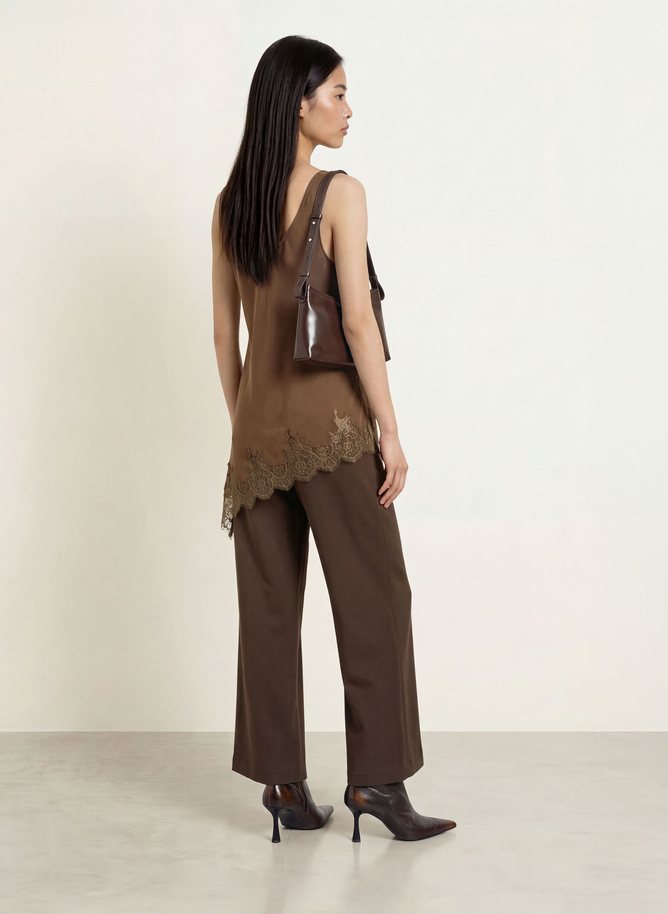 MSCH COPENHAGEN Top MSCHVICTORIA THEA mit Spitze: DUNKELBRAUN