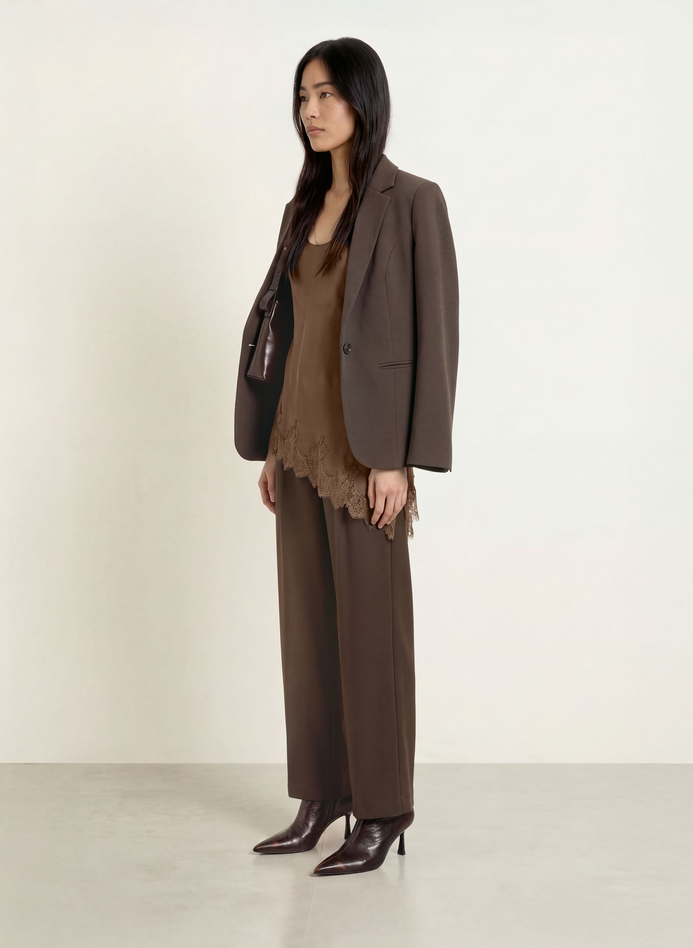 MSCH COPENHAGEN Top MSCHVICTORIA THEA mit Spitze: DUNKELBRAUN