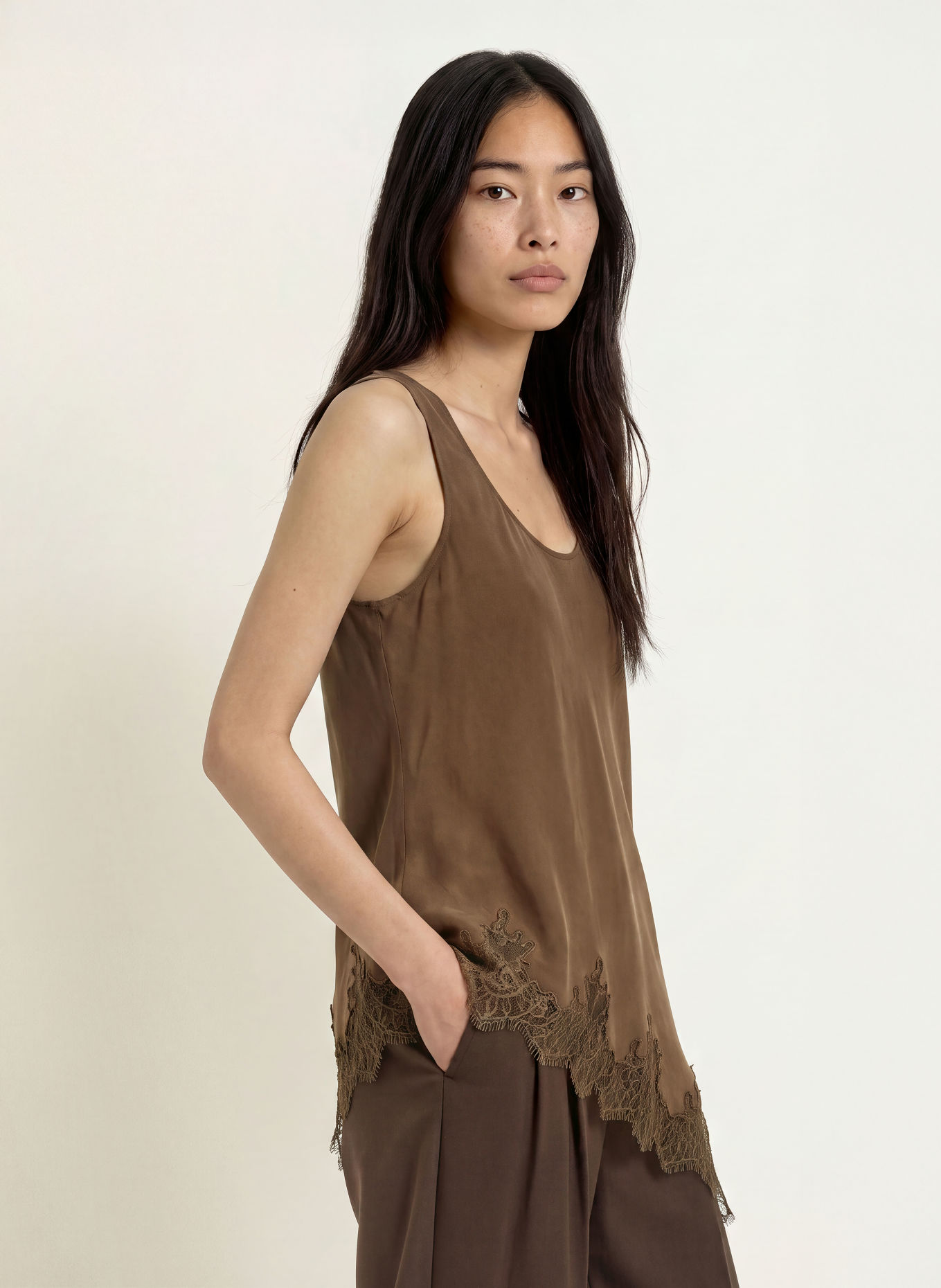 MSCH COPENHAGEN Top MSCHVICTORIA THEA mit Spitze: DUNKELBRAUN