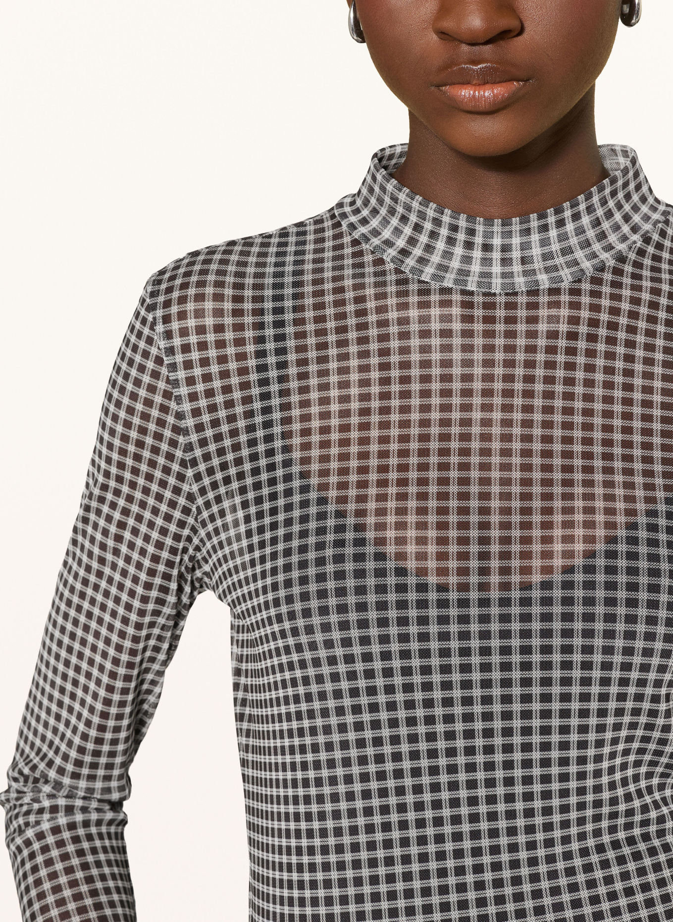 MSCH COPENHAGEN Longsleeve MSCHJANIE ILLENORA van mesh: ZWART / WIT