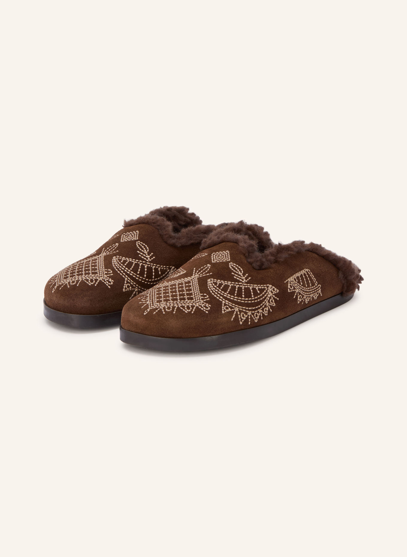 Posa Mules: DARK BROWN / BEIGE