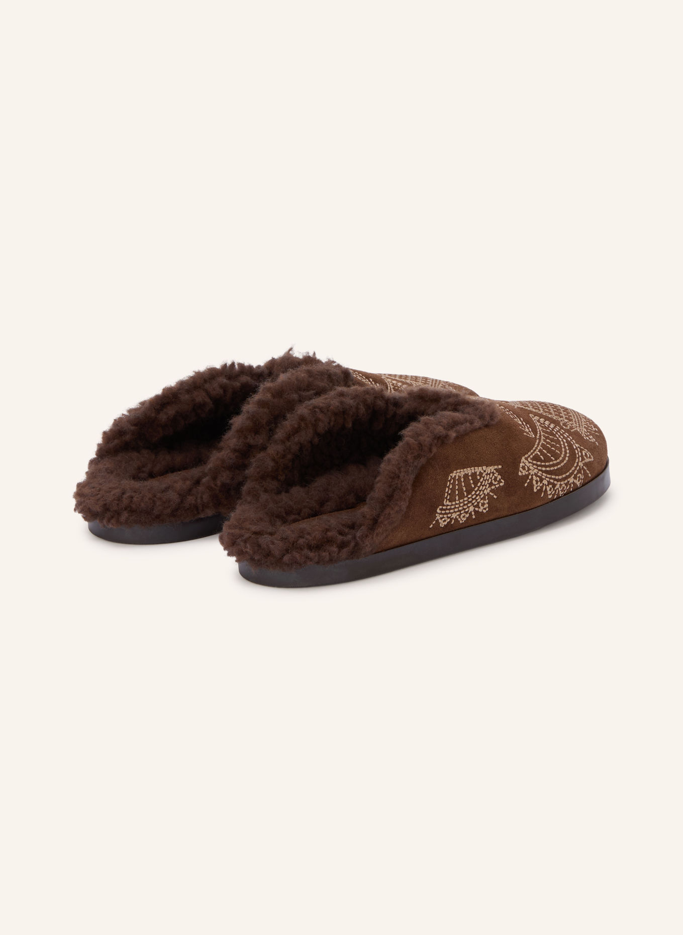 Posa Mules: DARK BROWN / BEIGE