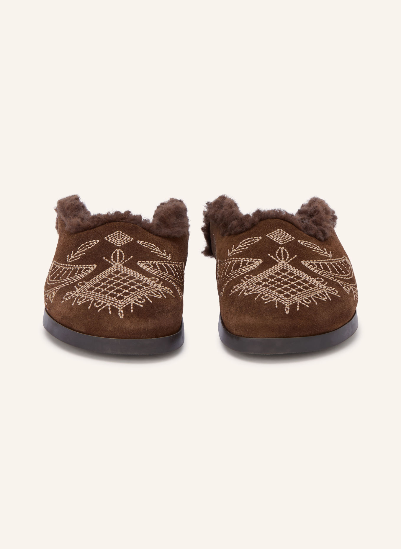 Posa Mules: DARK BROWN / BEIGE