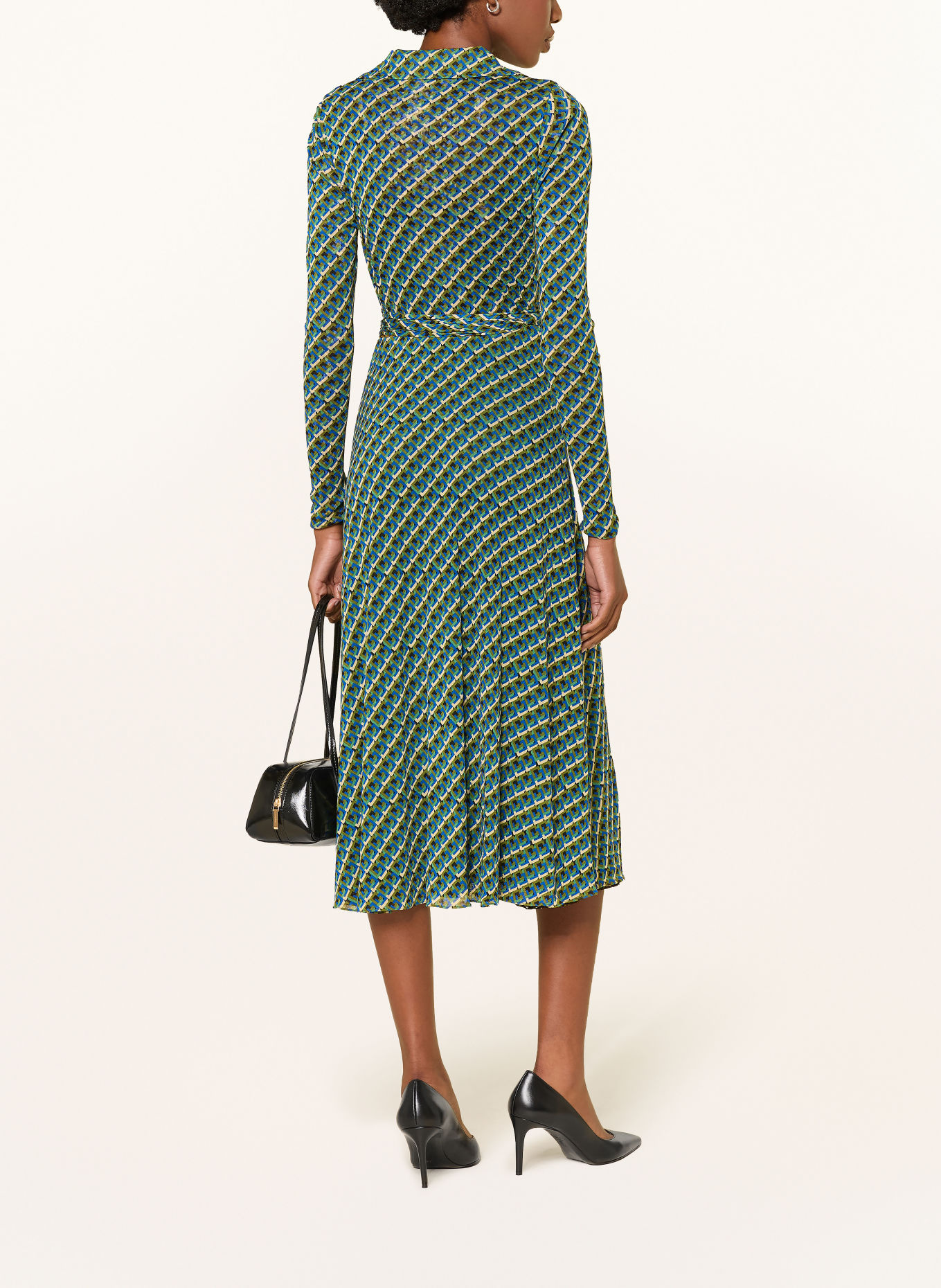 DIANE VON FURSTENBERG Wickelkleid PHOENIX aus Jersey zum Wenden: GRÜN / CREME / BLAU