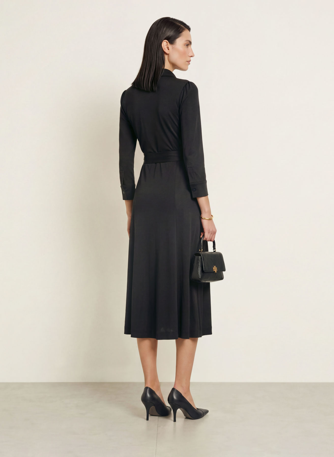 DIANE VON FURSTENBERG Hemdblusenkleid SANA in Wickeloptik: SCHWARZ