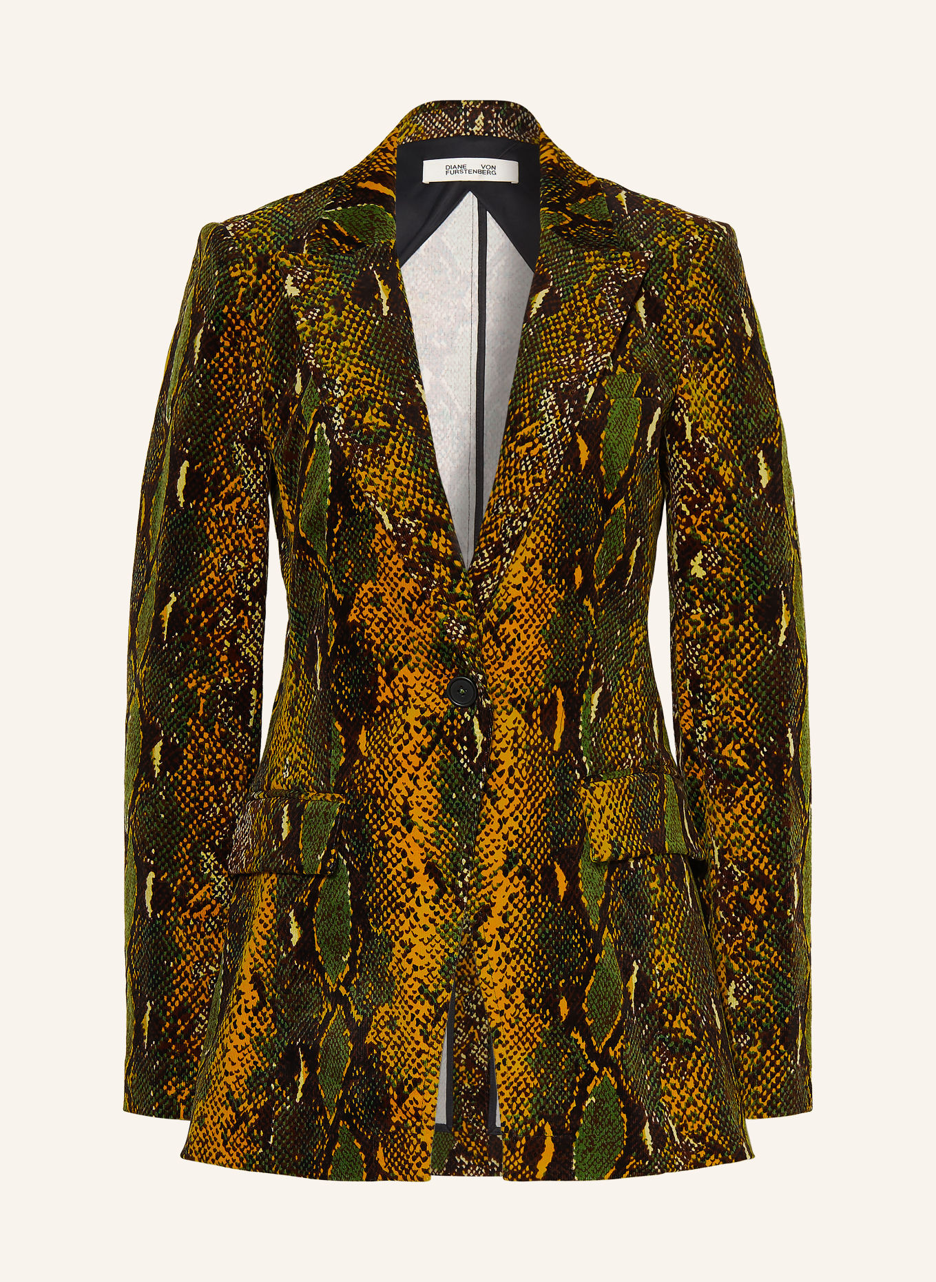DIANE VON FURSTENBERG Corduroyblazer CHARLIE: GROEN / COGNAC / MARRON FONCÉ