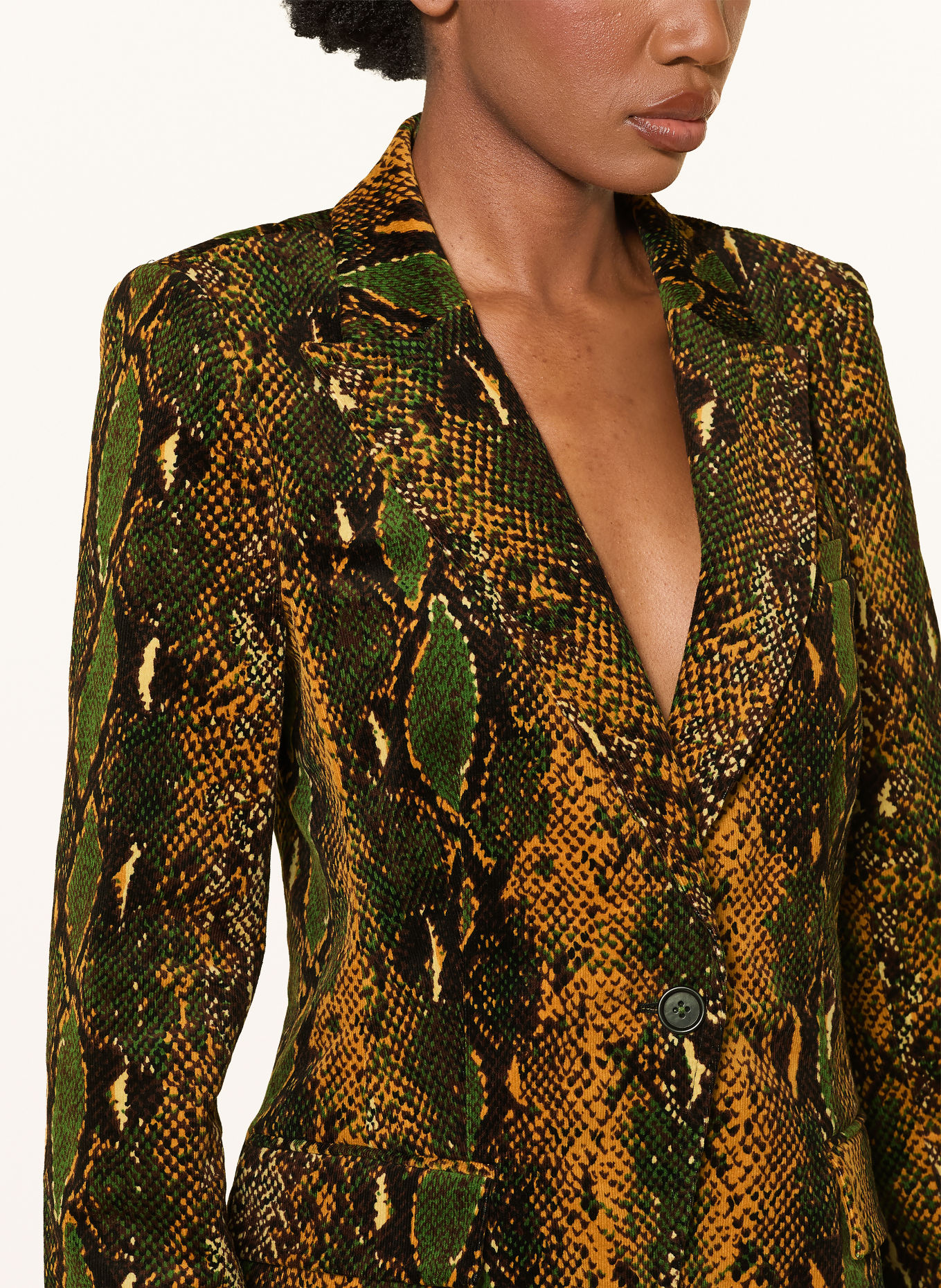 DIANE VON FURSTENBERG Corduroyblazer CHARLIE: GROEN / COGNAC / MARRON FONCÉ