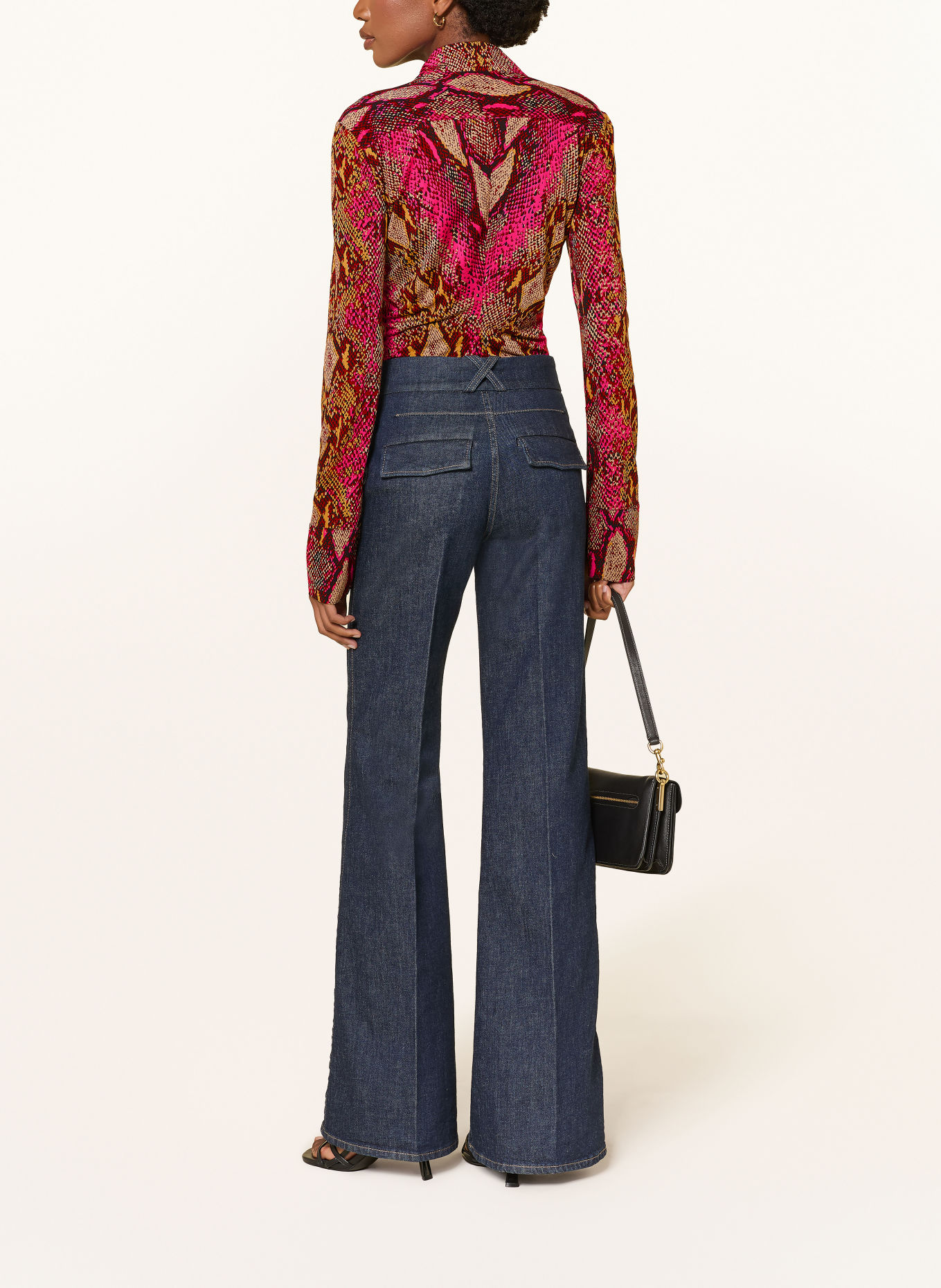 DIANE VON FURSTENBERG LUCINDA-overhemdblouse van jersey: ROZE / DONKERROOD / GEEL