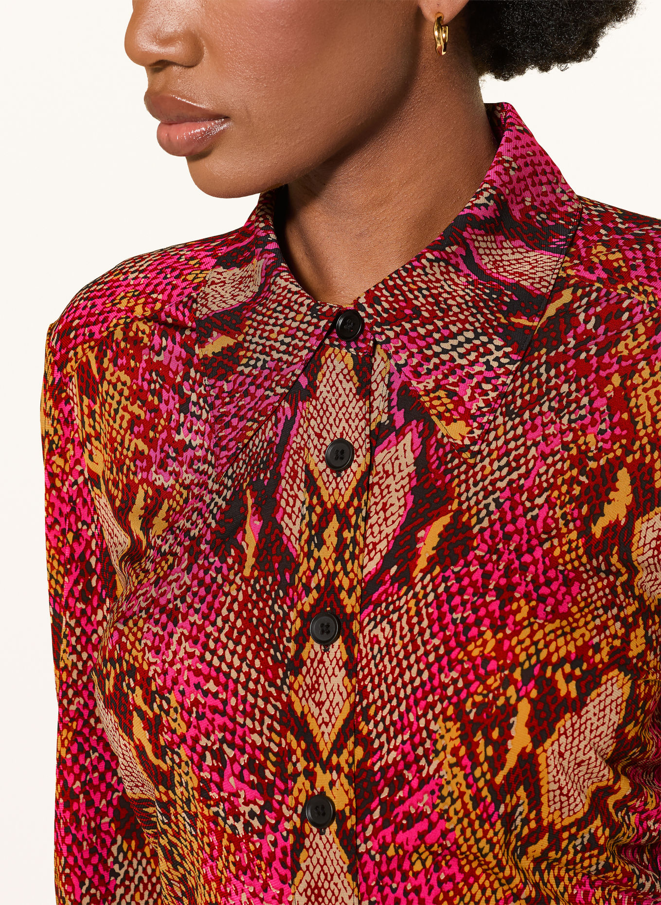 DIANE VON FURSTENBERG LUCINDA-overhemdblouse van jersey: ROZE / DONKERROOD / GEEL