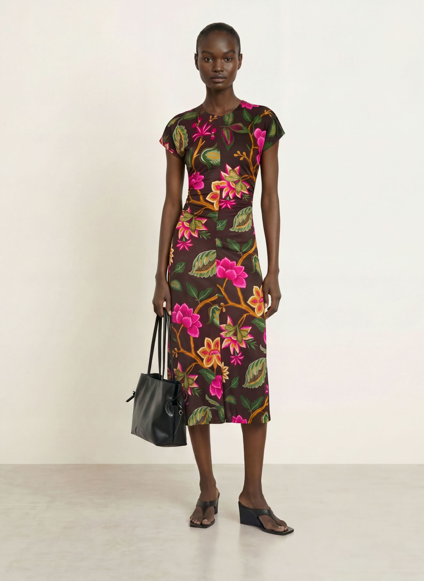 DIANE VON FURSTENBERG Jerseyjurk MAVIS: MARRON FONCÉ / FUCHSIA / GROEN
