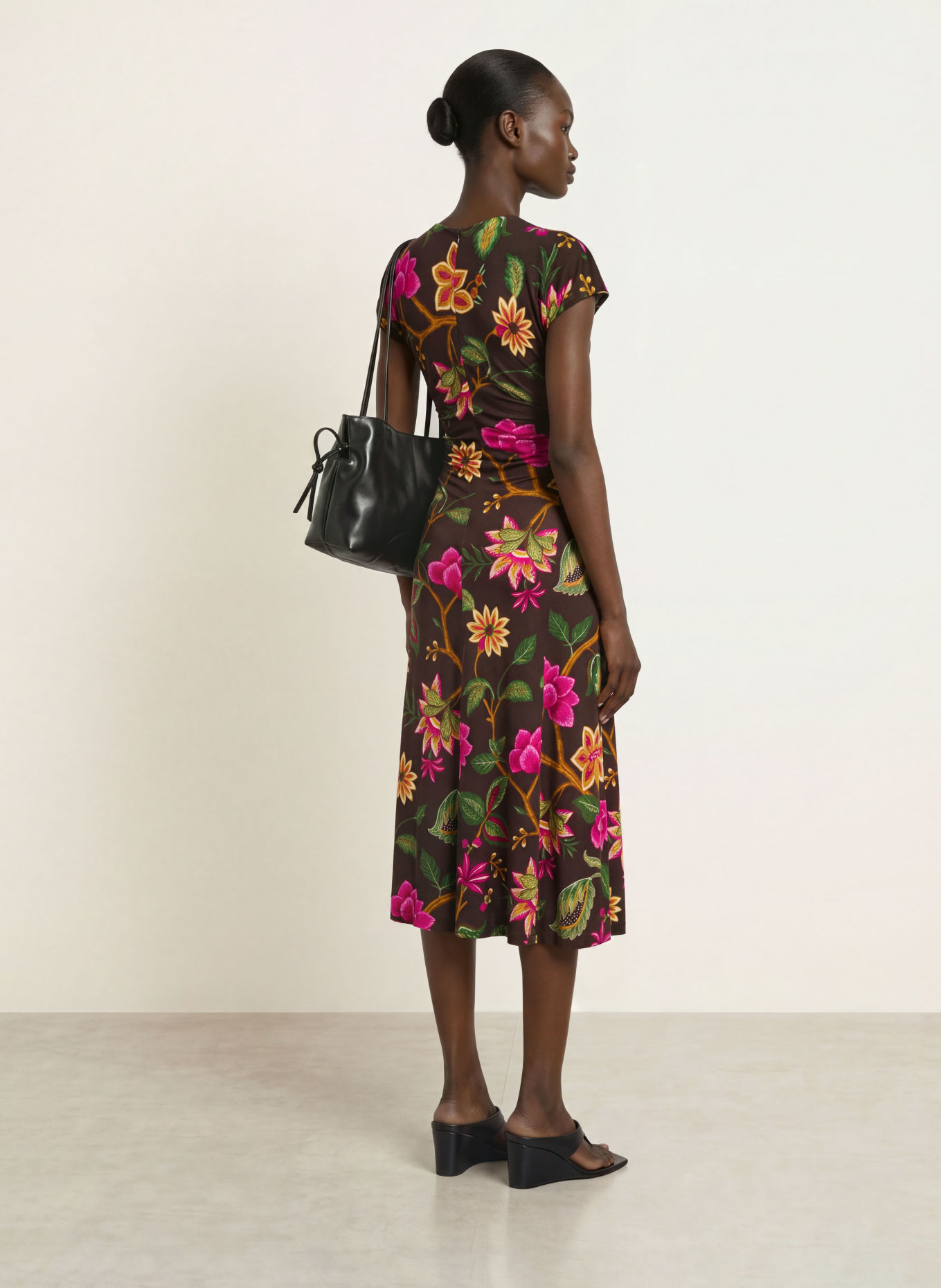 DIANE VON FURSTENBERG Jerseyjurk MAVIS: MARRON FONCÉ / FUCHSIA / GROEN