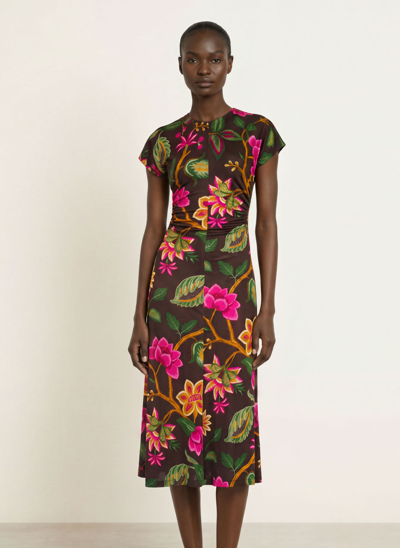 DIANE VON FURSTENBERG Jerseyjurk MAVIS: MARRON FONCÉ / FUCHSIA / GROEN