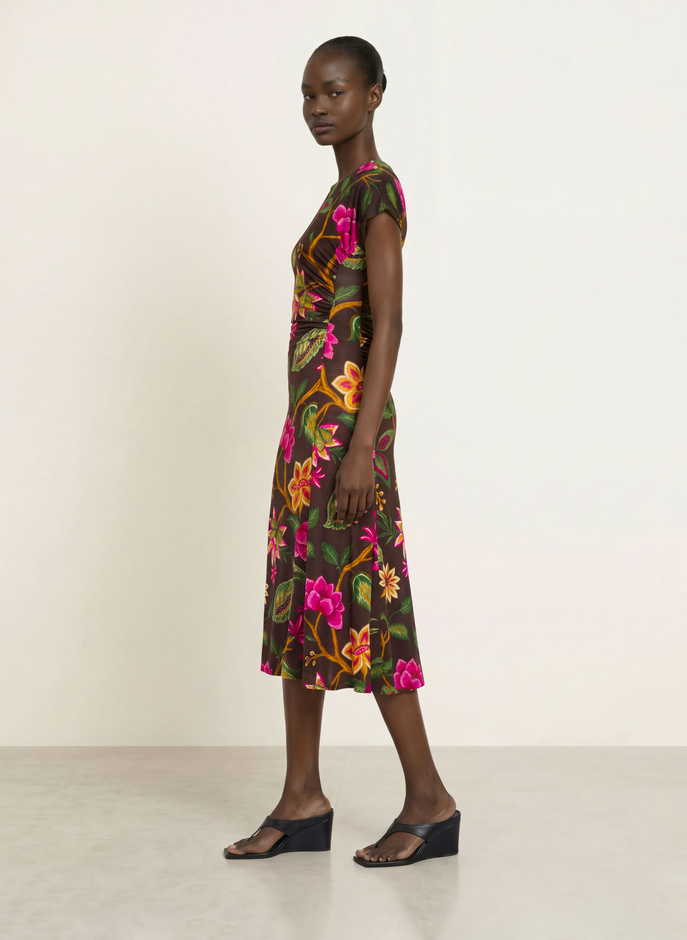 DIANE VON FURSTENBERG Jerseyjurk MAVIS: MARRON FONCÉ / FUCHSIA / GROEN