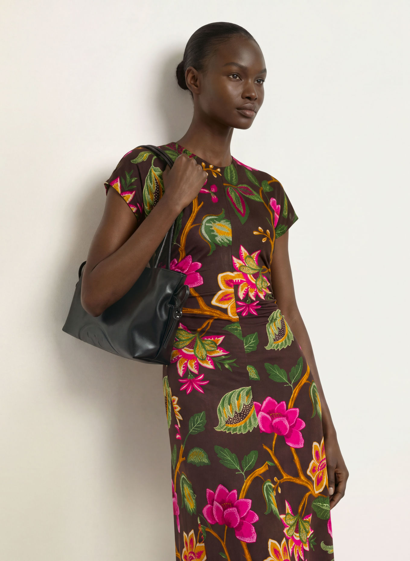 DIANE VON FURSTENBERG Jerseyjurk MAVIS: MARRON FONCÉ / FUCHSIA / GROEN
